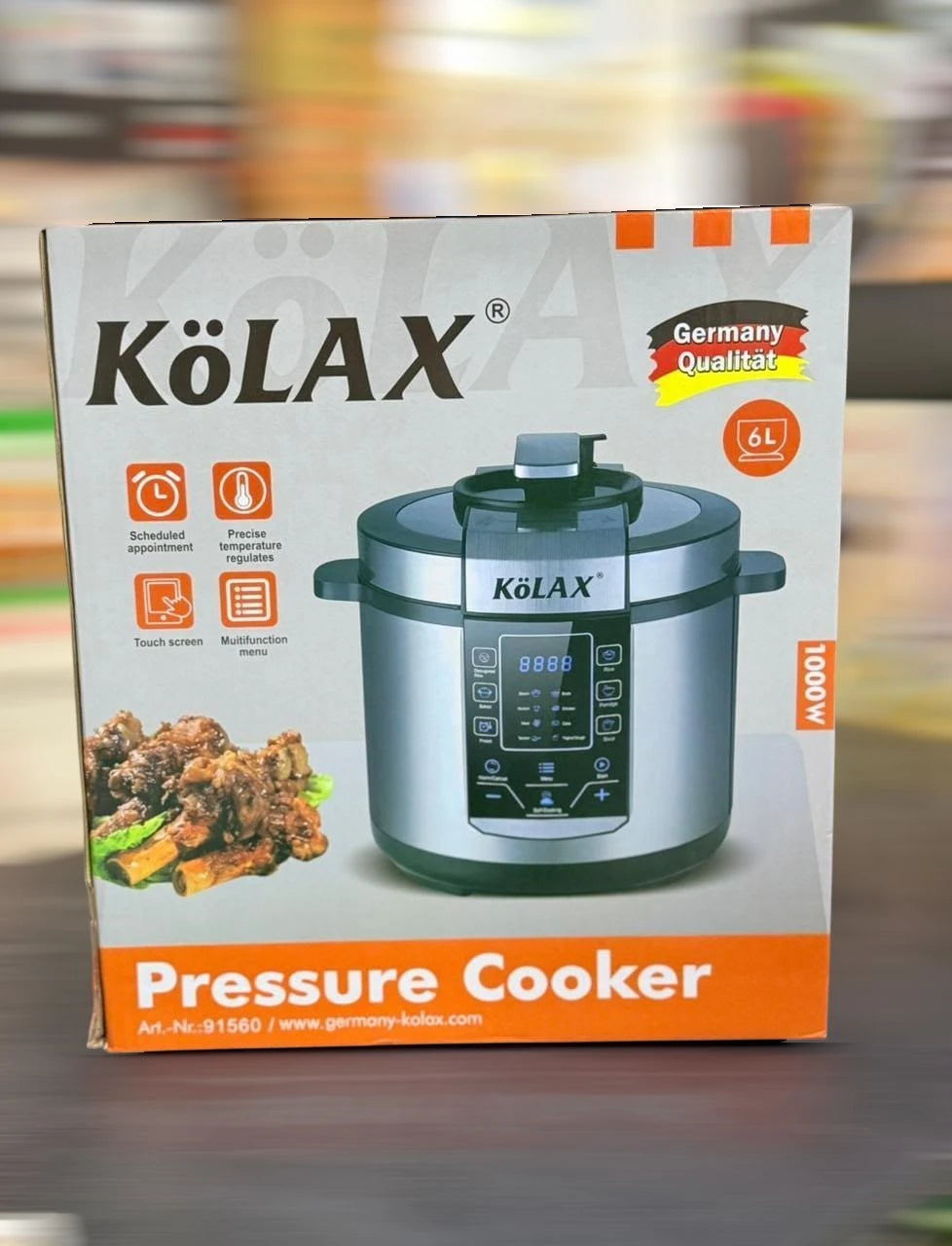 KöLAX 6L Electric Pressure Cooker - 1000W Digital Multi-Cooker with Touch Screen