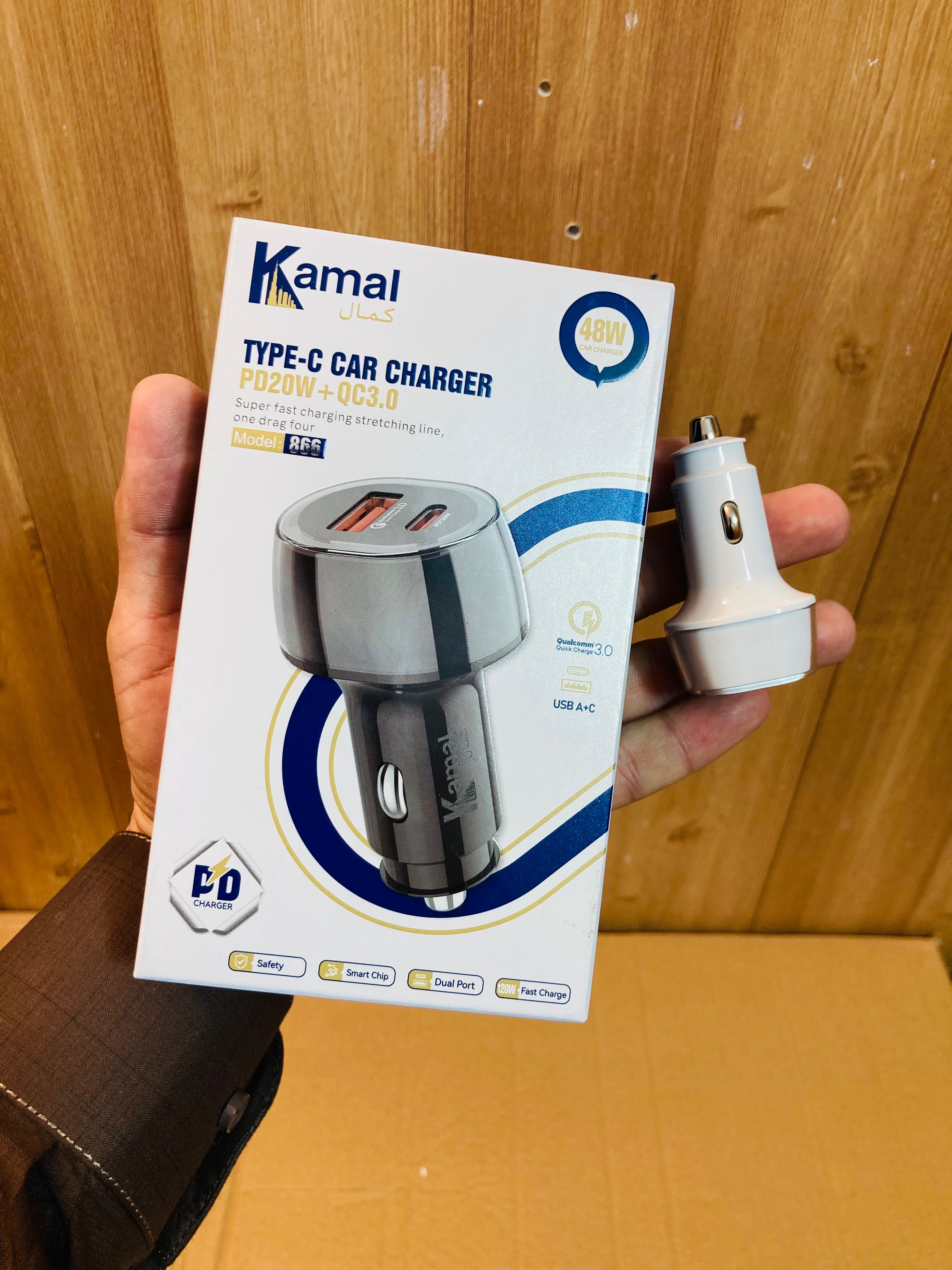 Kamal 48W USB A+C Car Fast Charger 866