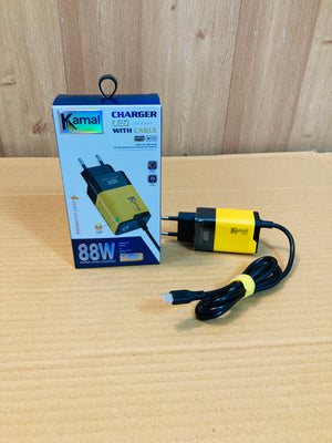 Kamal 88W Fast Charger with built-in cable KCB04