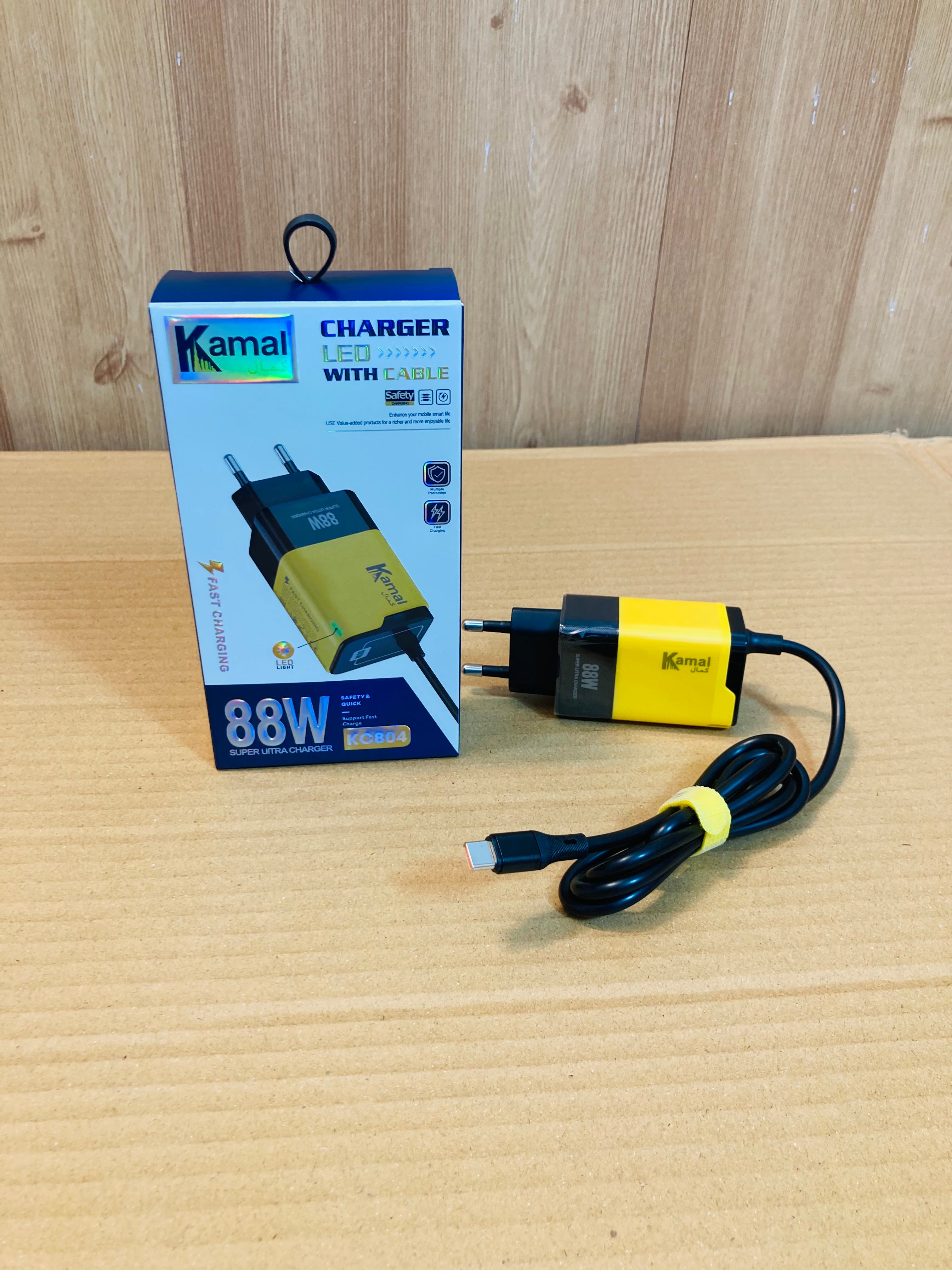 Kamal 88W Fast Charger with built-in cable KCB04