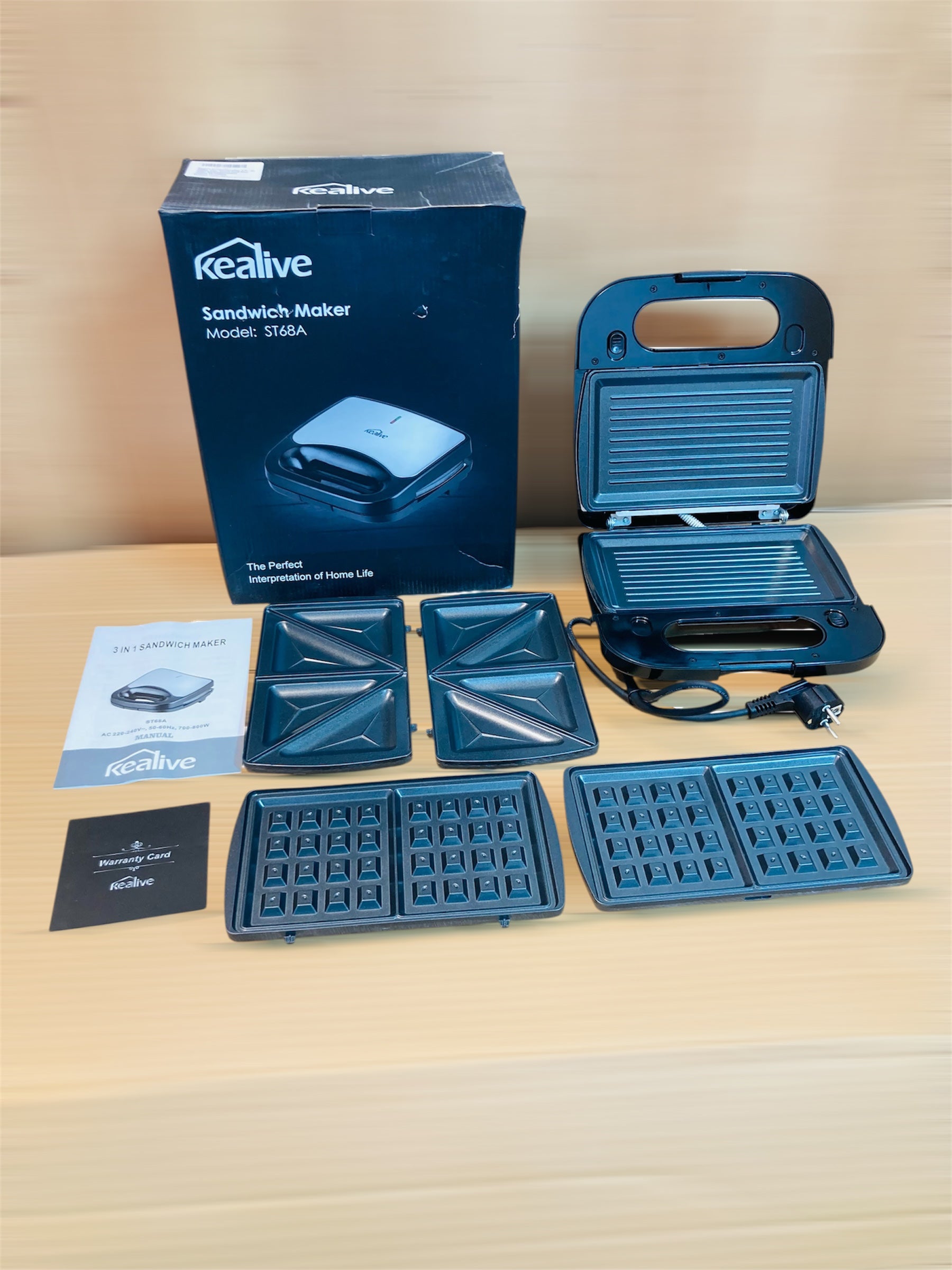 Kealive 3in1 Sandwich & Grill Maker 800W - ST68A
