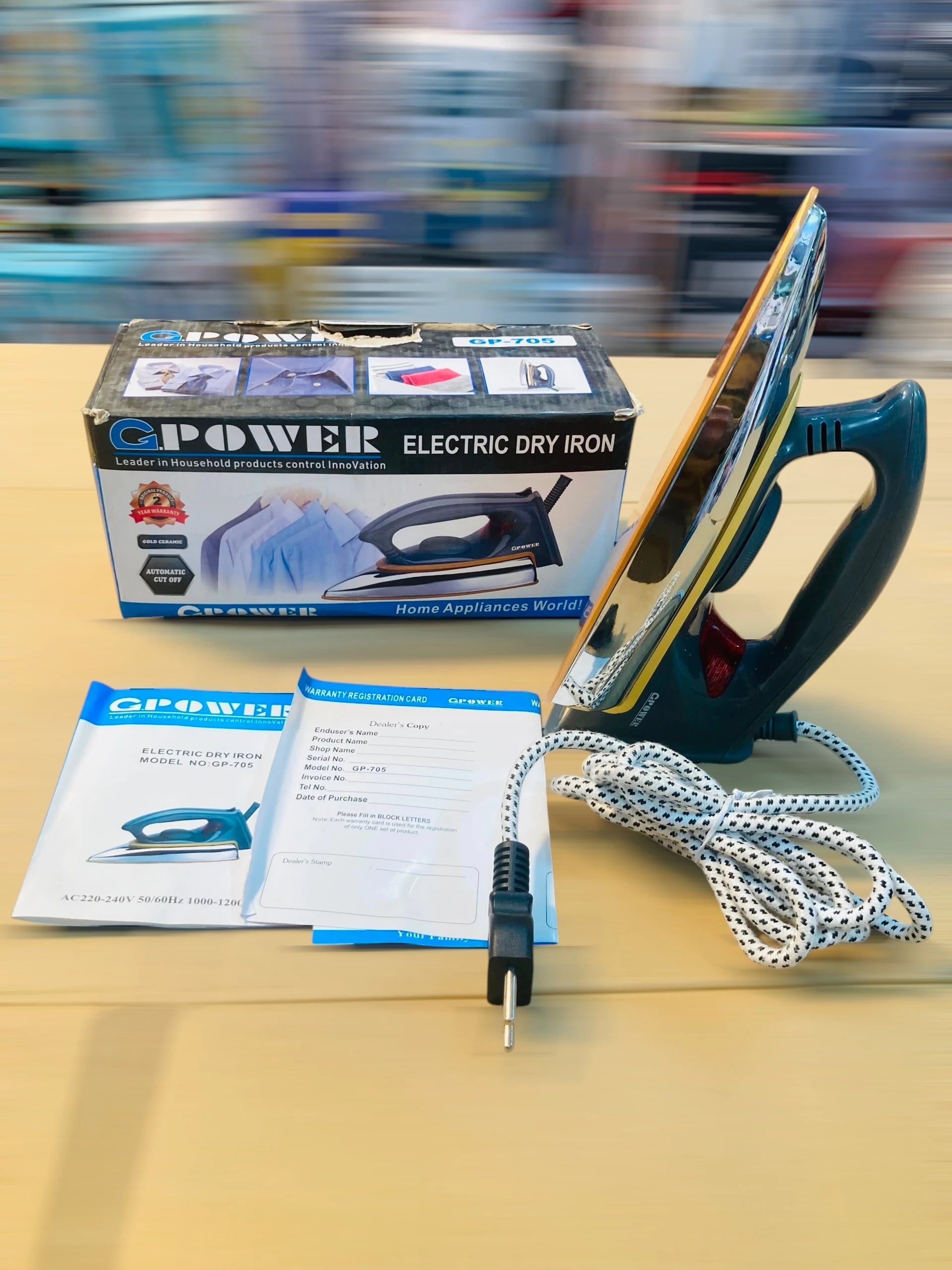 Lot Imported G-Power Electric Dry Iron with 6 Temperature Settings and Automatic Cut-Off GP-705