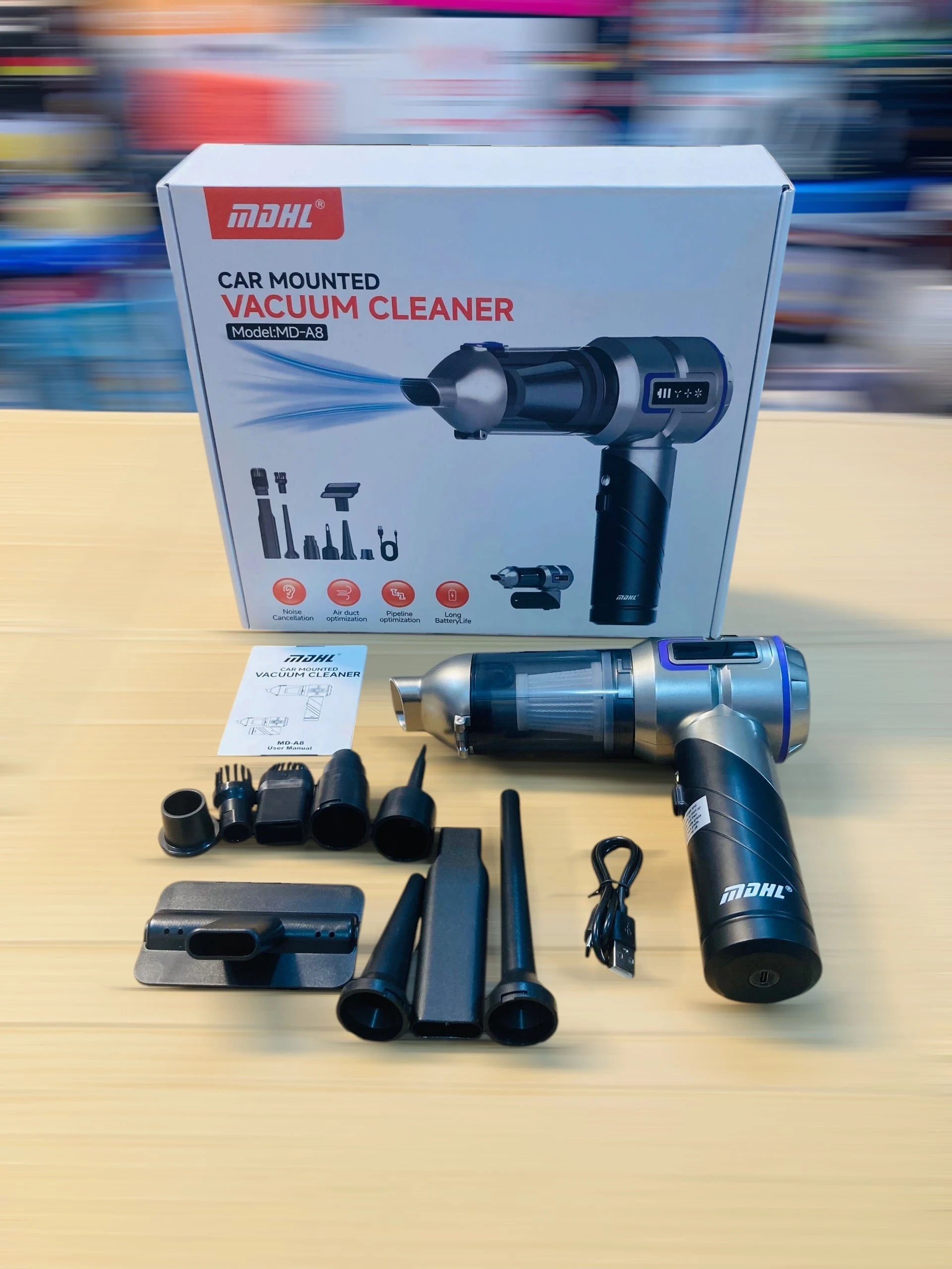 MDHL Handheld Car Mounted Vacuum Cleaner & Air Blower 3 Speed Suction, 17000Pa Max Power, Rechargeable Cordless Hand Vacuum MD-A8