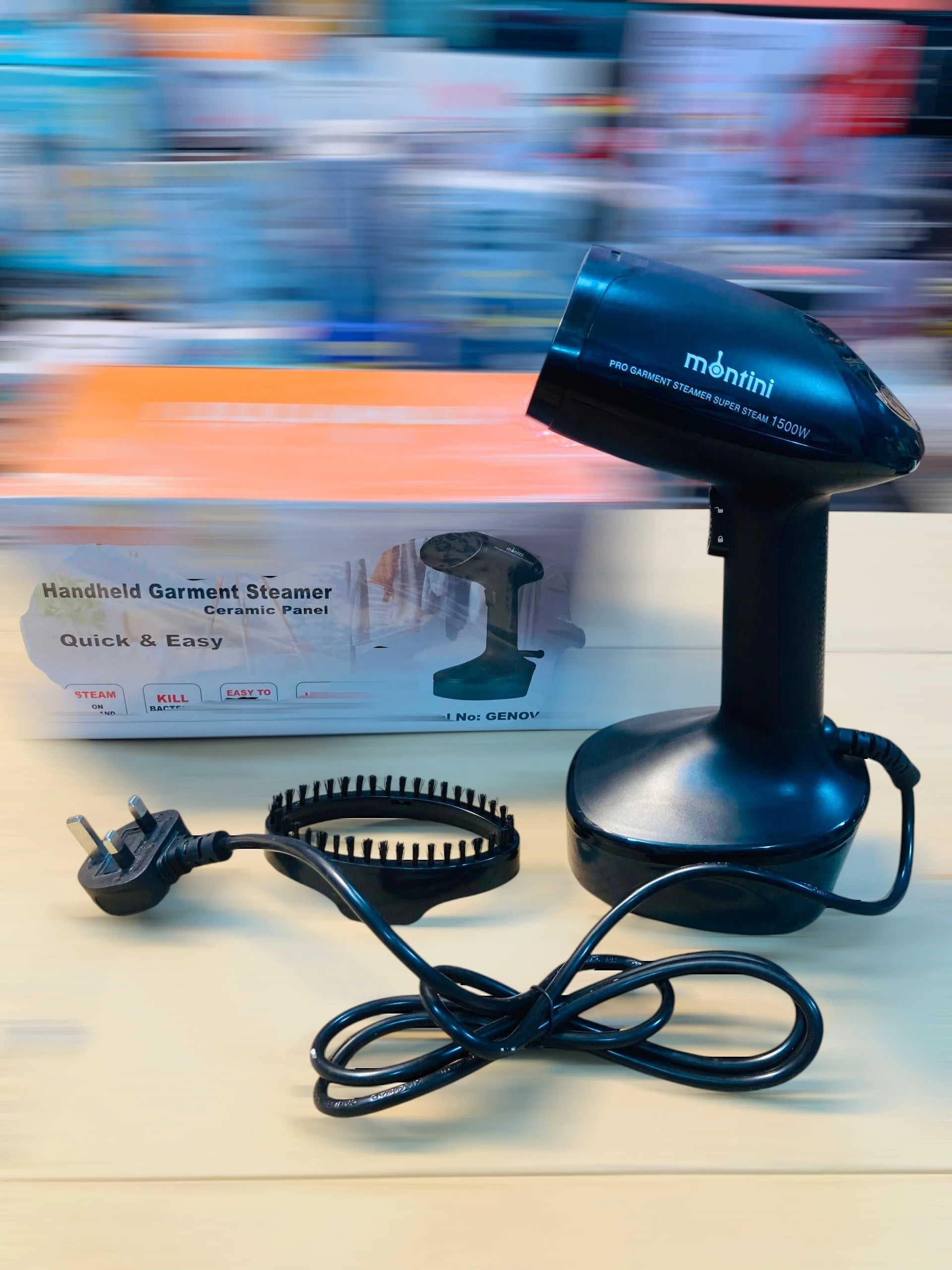 Montini Handheld Garment Steamer, 1500W Portable Fabric Steamer with Ceramic Panel, 400ml Detachable Water Tank GENOVA