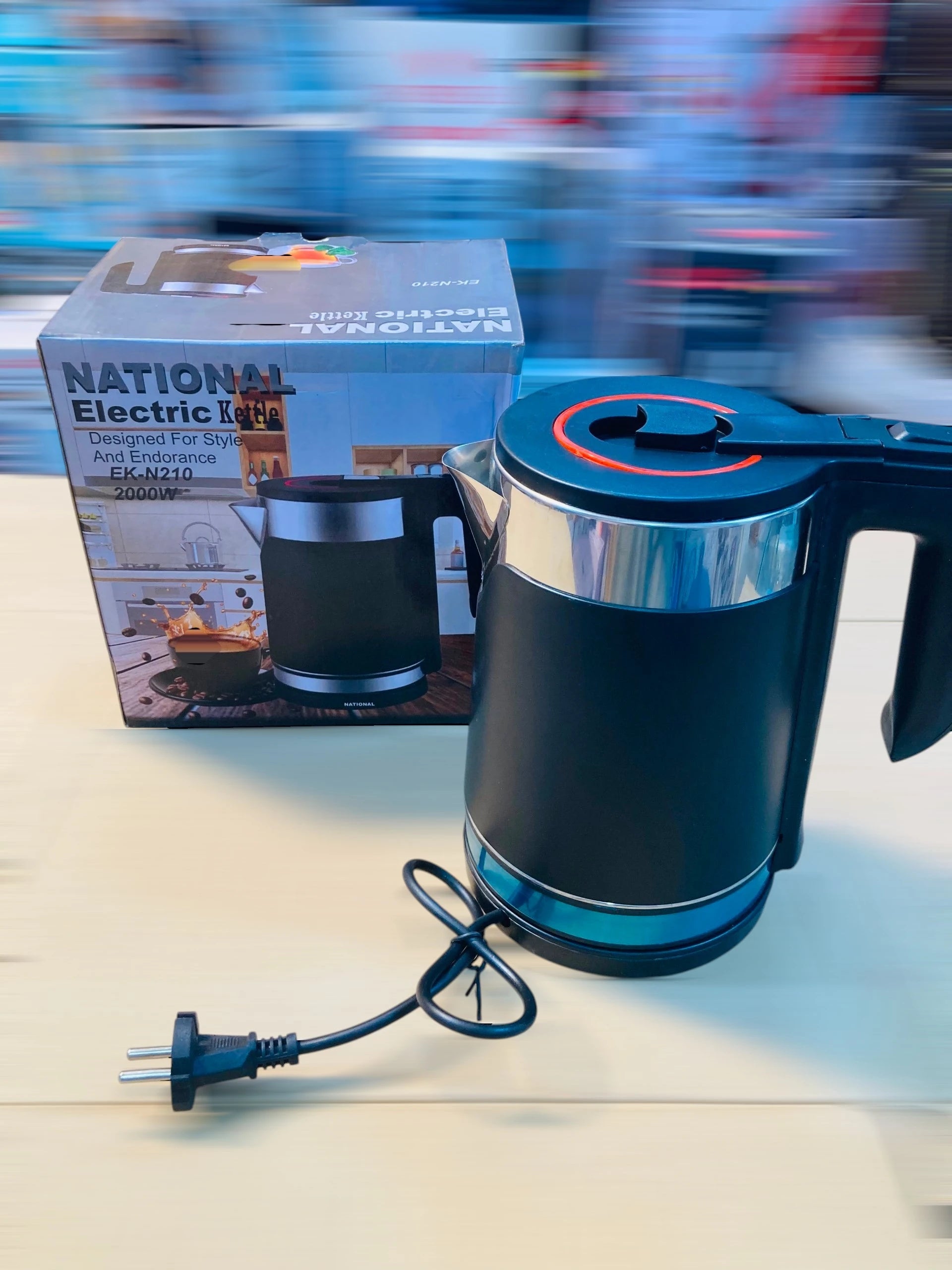 National 2000W Electric Kettle with Food Grade 304 Stainless Steel Inner Body and Anti-Scalding Outer Shell EK-N210