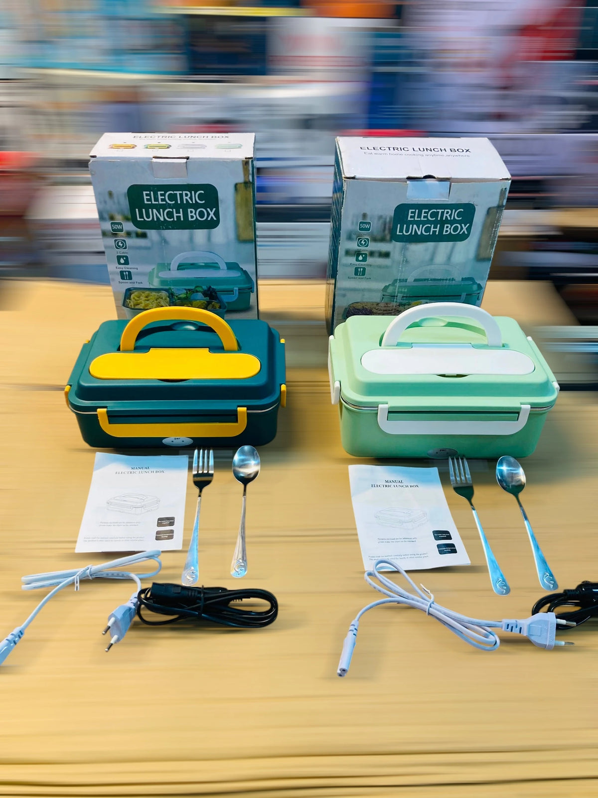 Portable Electric Lunch Box 50W Food Warmer Heater with Fork and Spoon