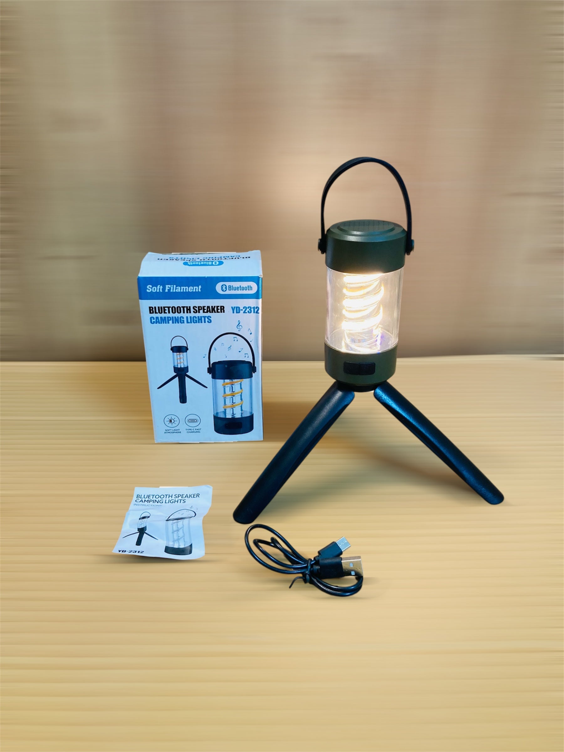 Portable Rechargeable 2in1 Camping Light with a Built-in Bluetooth Speaker YD-2312
