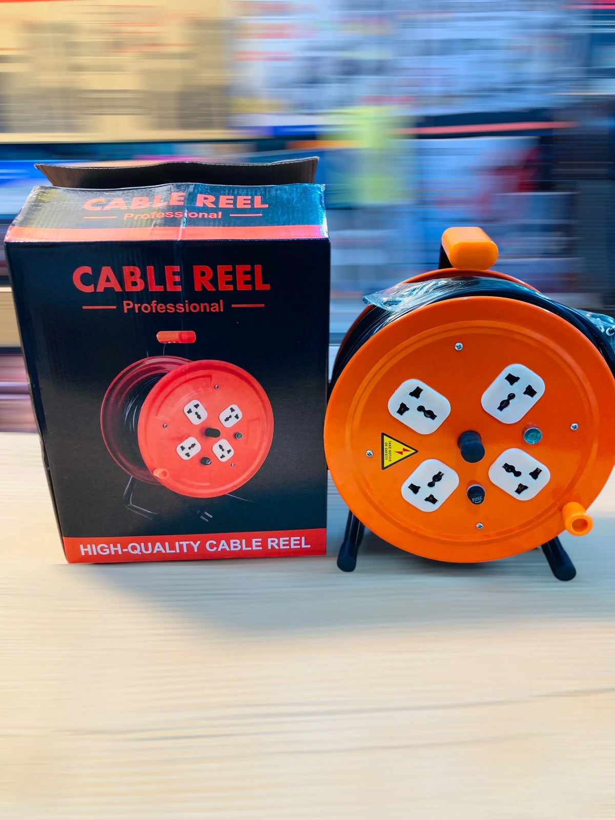 Professional Heavy-Duty Cable Reel Extension Set with 4 Universal Sockets, Circuit Breaker, and 30m Length DZL18-20