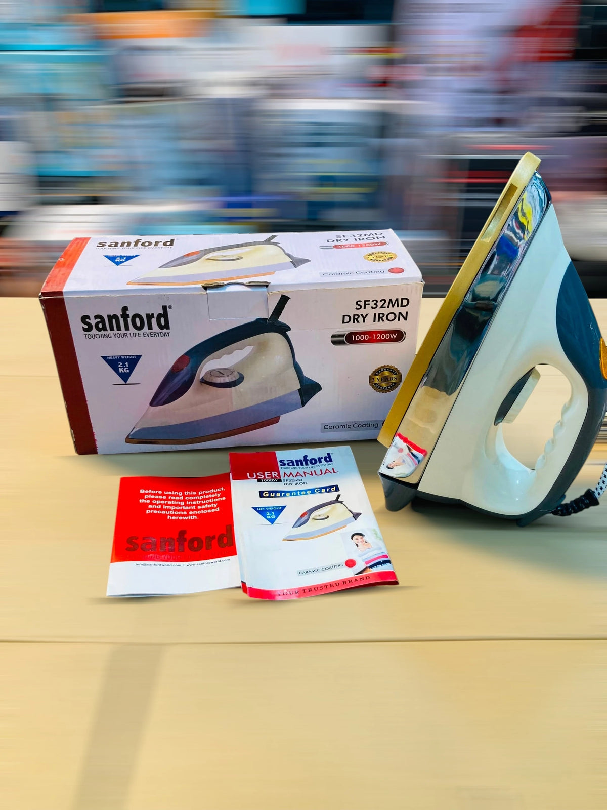 Sanford  1000-1200W Heavy Weight Dry Iron, Ceramic Coating Sole Plate SF32MD