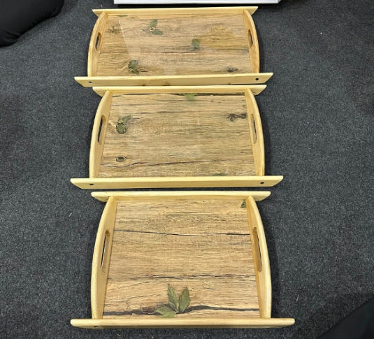 Set of 3 Wooden Trays (54cm, 45cm, 36cm)