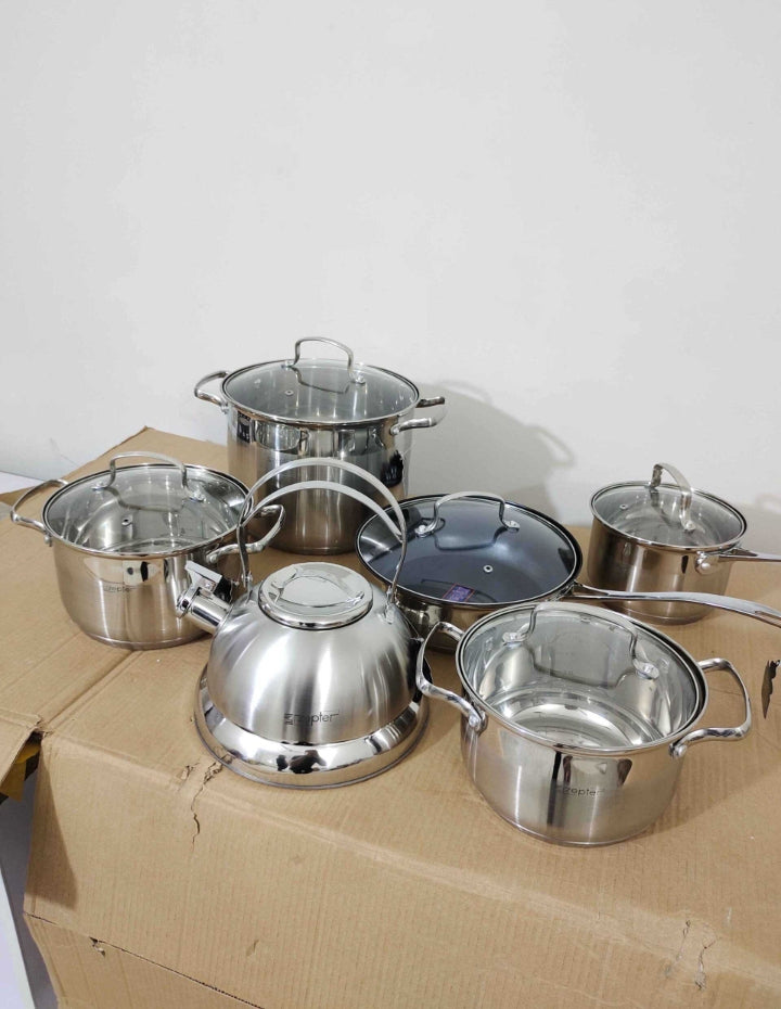 Lot Imported Zepter 12PCs Stainless Steel Cookware Set With 5 Play Bottom