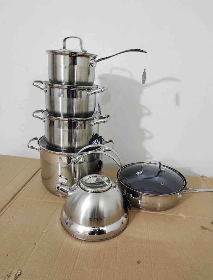 Lot Imported Zepter 12PCs Stainless Steel Cookware Set With 5 Play Bottom