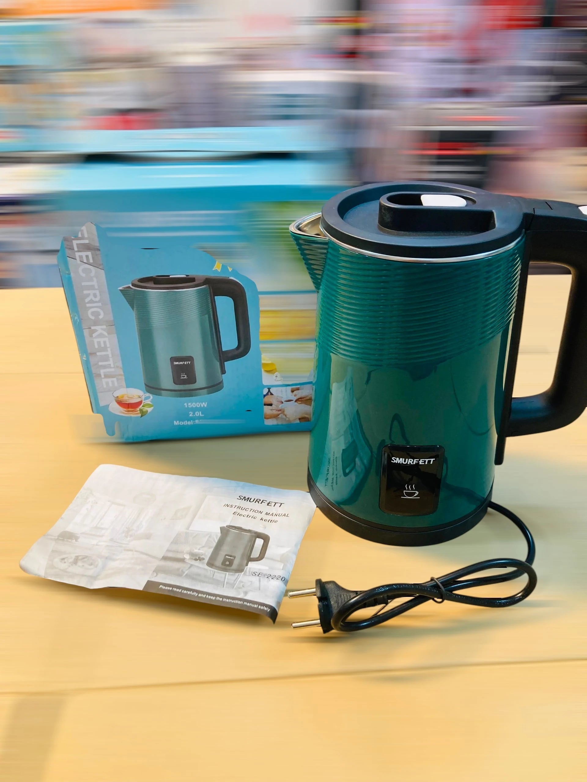 Smurfett 2.0L Electric Kettle, 1500W Cordless Stainless Steel Water Boiler with Auto Shut-Off and Boil-Dry Protection SE-2220