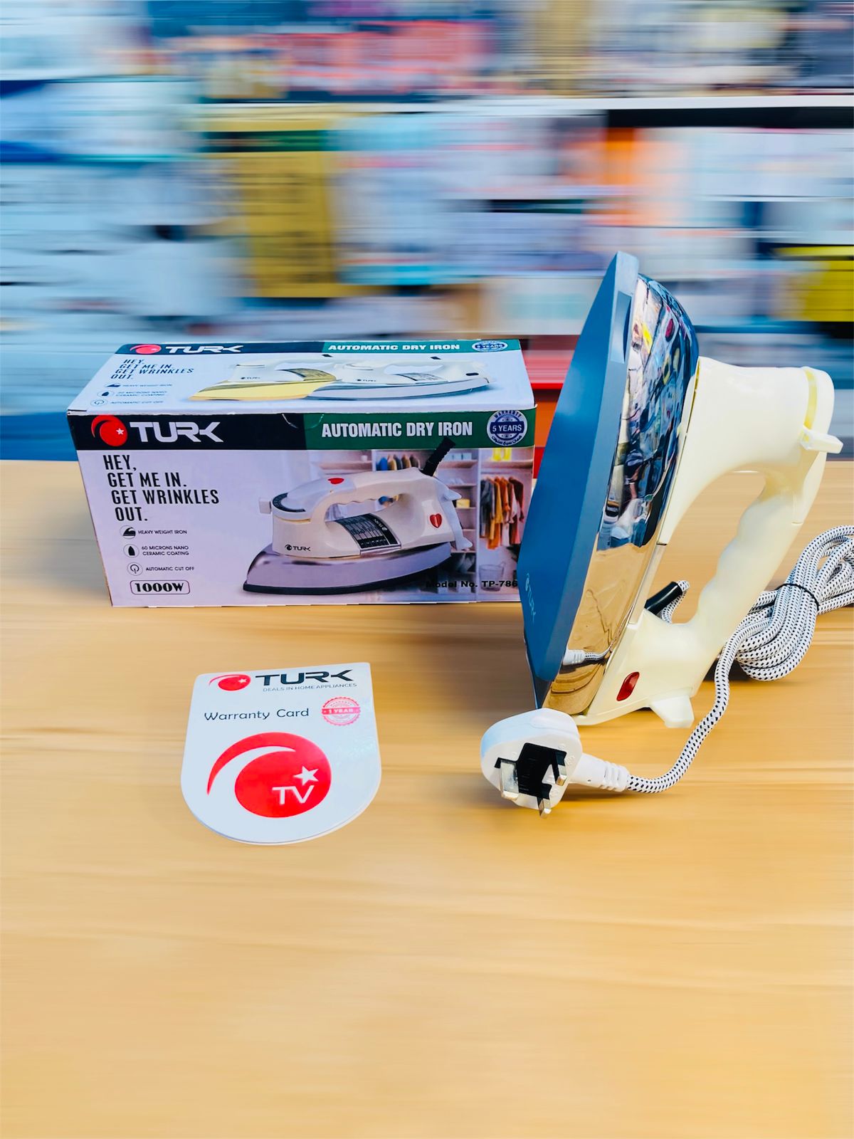 TURK 1000W Heavyweight Automatic Dry Iron with 60 Microns Nano Ceramic Coating TP-786