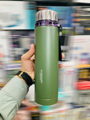 XiKeer 1000ml Stainless Steel Vacuum Insulated Water Bottle – Double-Wall Thermal Flask with Steel Lid Cap, Tea Infuser Strainer & Carrying Strap (Cold & Hot)