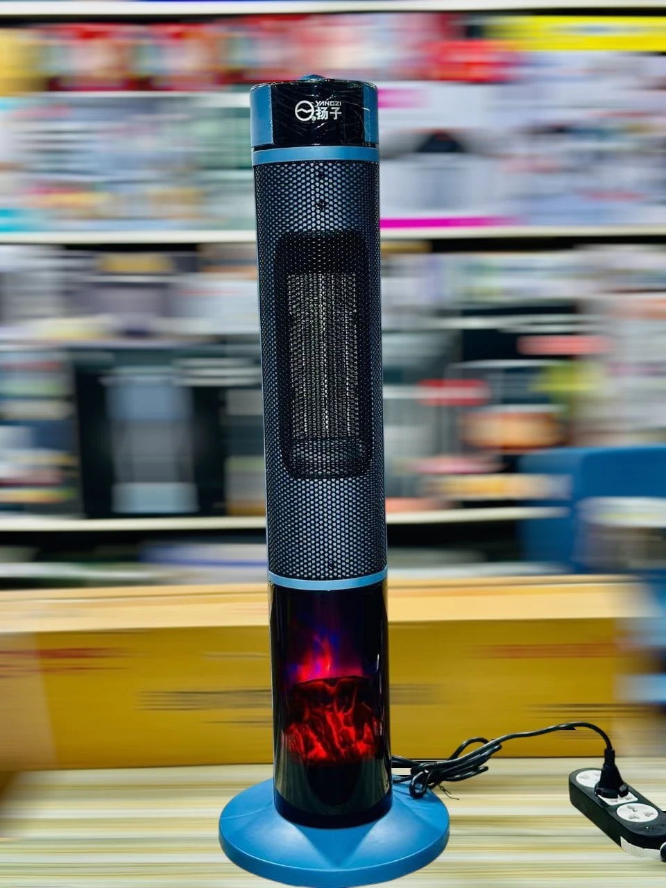 YANGZI 2000W Electric Ceramic Tower Heater with Realistic 3D Flame Effect, Remote Control, Oscillation & Negative Ion Function
