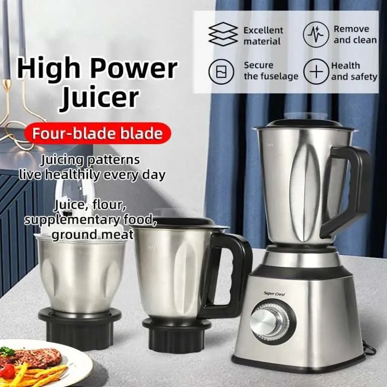 Germany Lot Imported Original Super Crest Full Steel Body 3 in 1 Electric Juicer, Chopper and Grinder Machine Heavy Duty