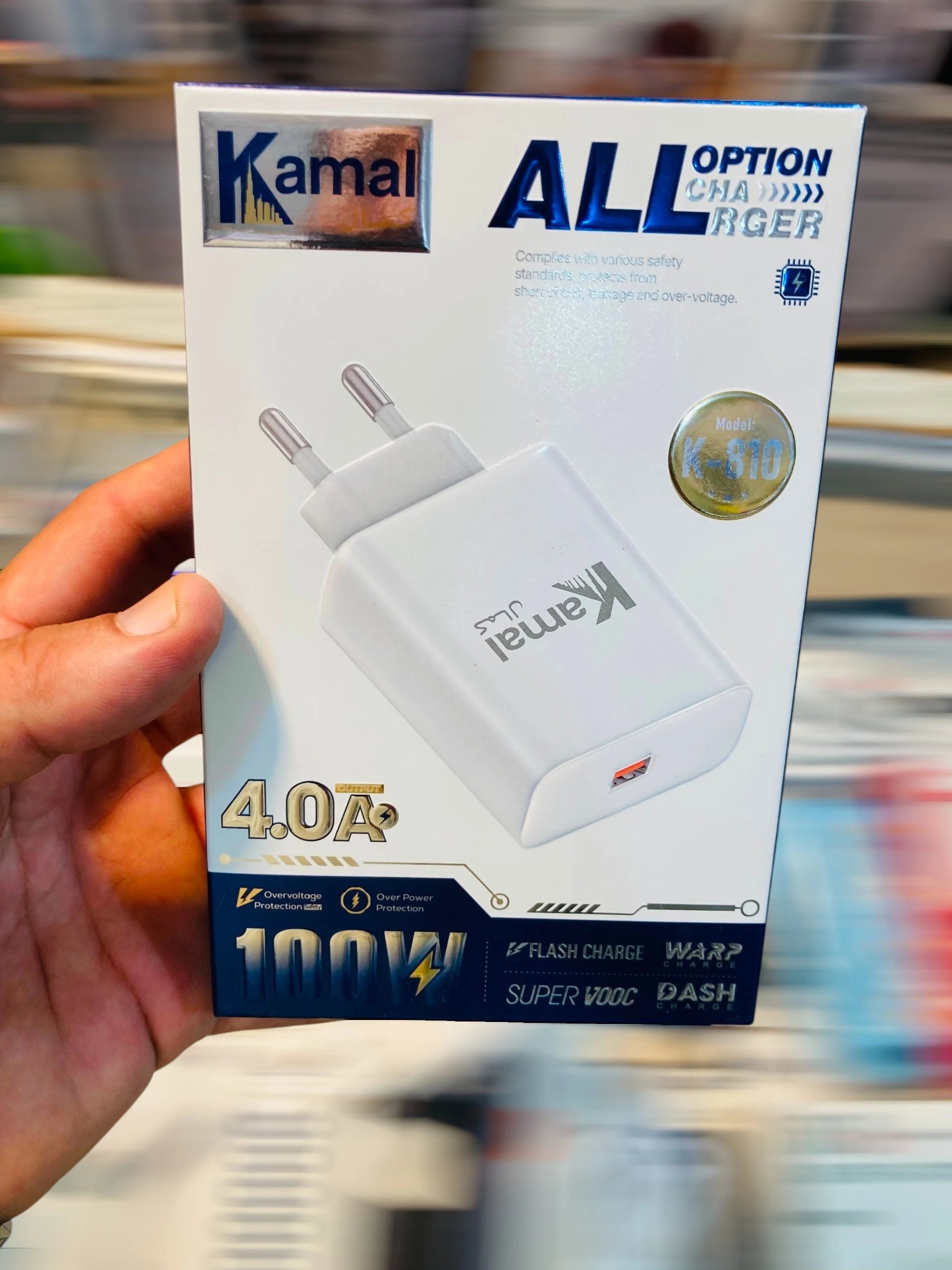 Kamal 100W All Option Fast Charger   High-Speed USB Wall Charger with 4.0A Output and Type-C Cable K-810