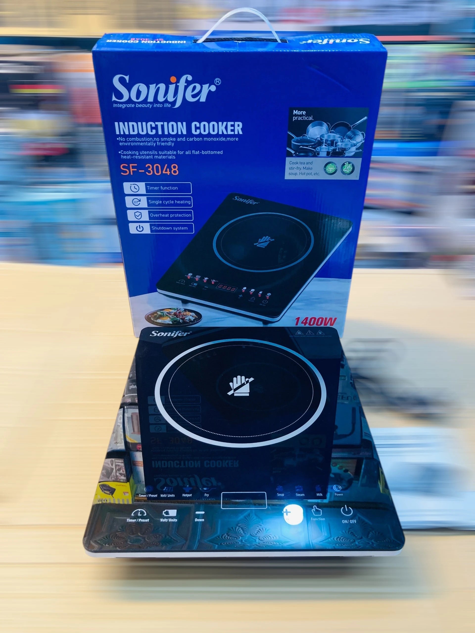 Sonifer 1400W Portable Induction Cooker with Sensor Touch Control & Built-In Timer SF-3048