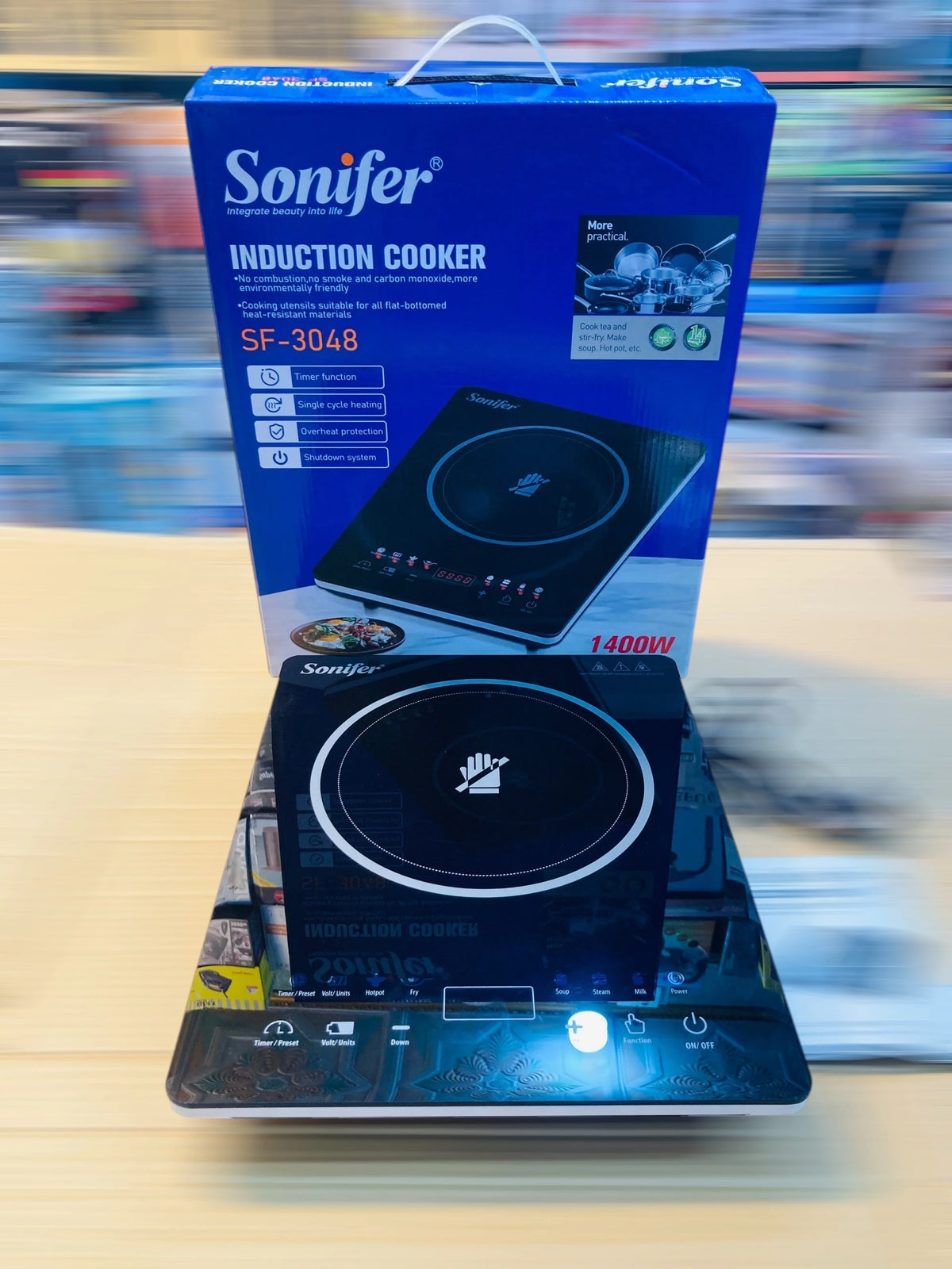 Sonifer 1400W Portable Induction Cooker with Sensor Touch Control & Built-In Timer SF-3048