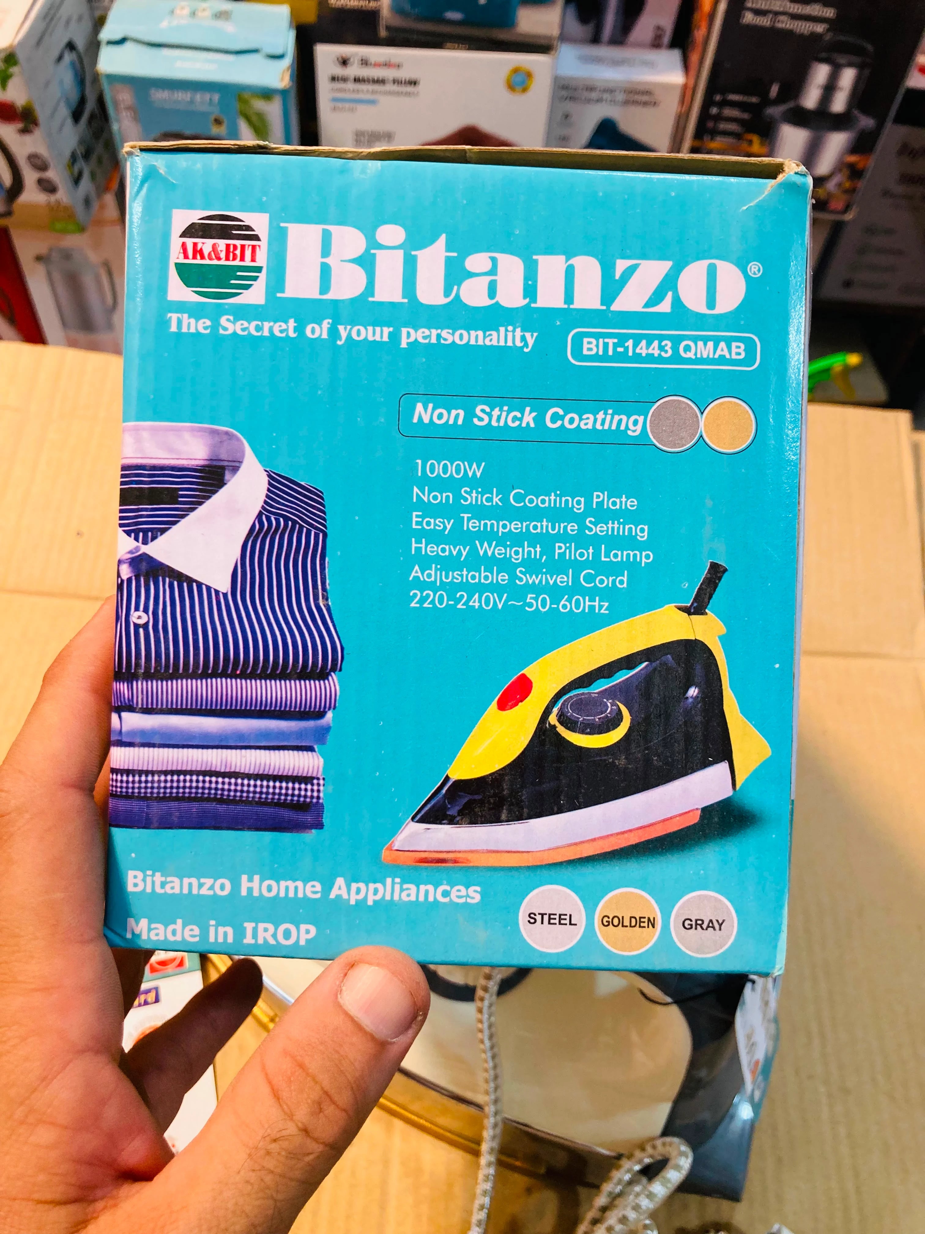 Bitanzo AK & Bit De-Luxe Automatic Heavy Weight Dry Iron, 1000W-1200W Energy Saving Iron with Non-Stick Coating  BIT-1443 QMAB
