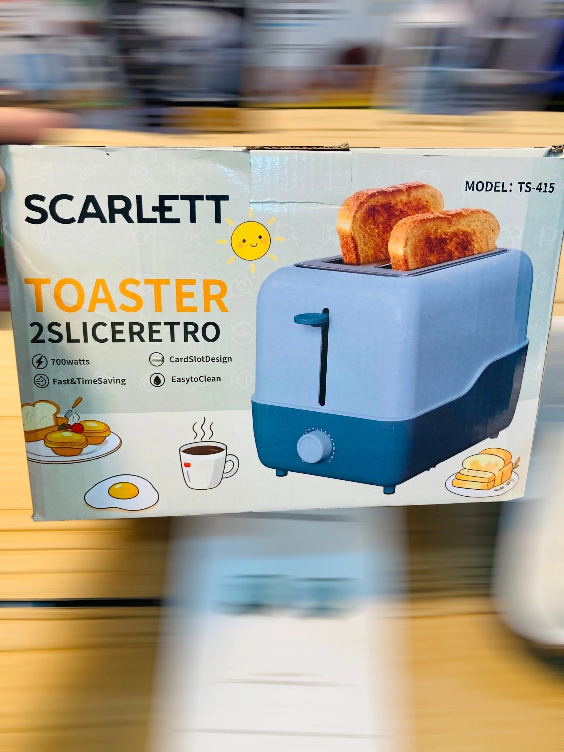 Scarlett 2-Slice Retro Electric Bread Toaster – 700W Compact Kitchen Toaster with 6 Shade Settings, Defrost, Reheat, and Removable Crumb Tray