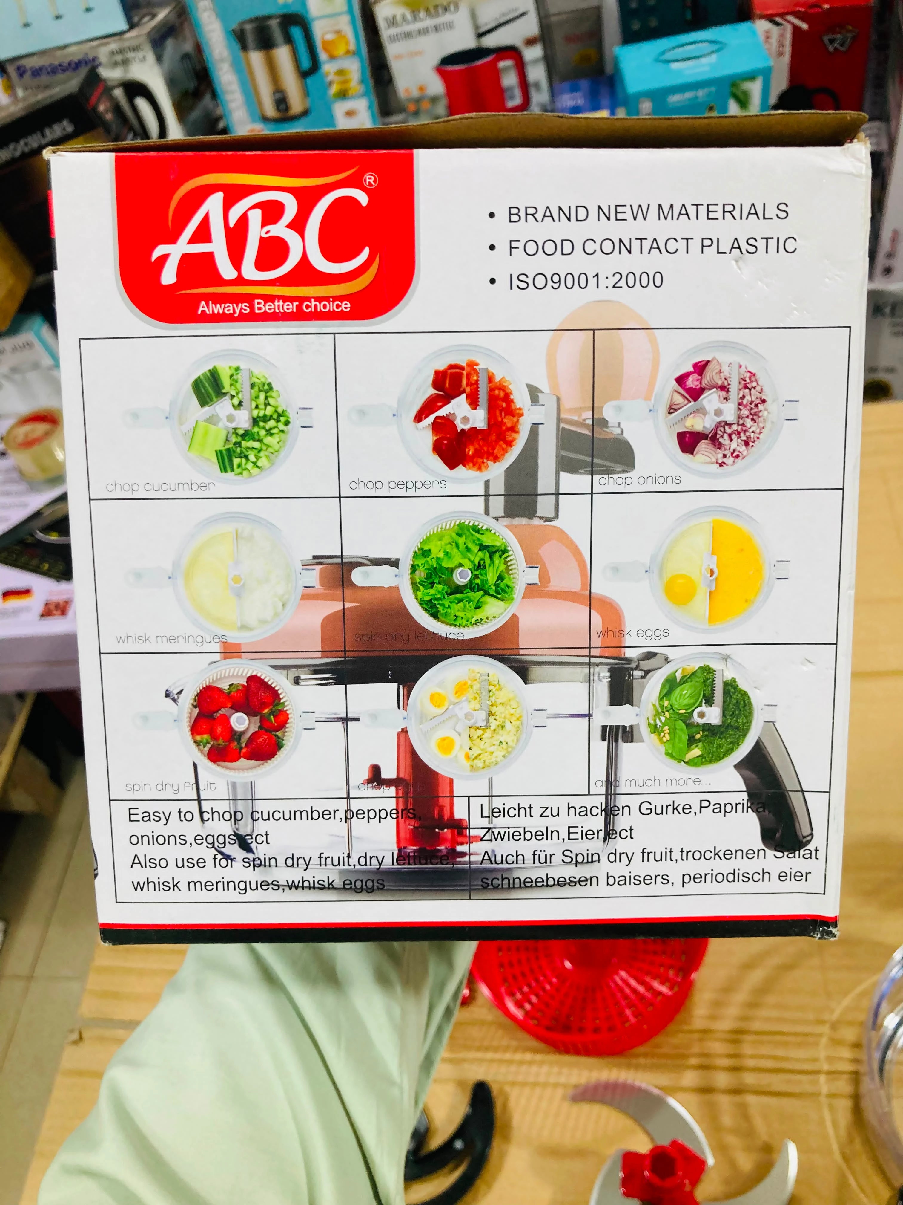 ABC Quick Hand Mixer and Multi-Function Food Processor – 10-in-1 Manual Handheld Chopper, Slicer, Salad Spinner, and Whisk