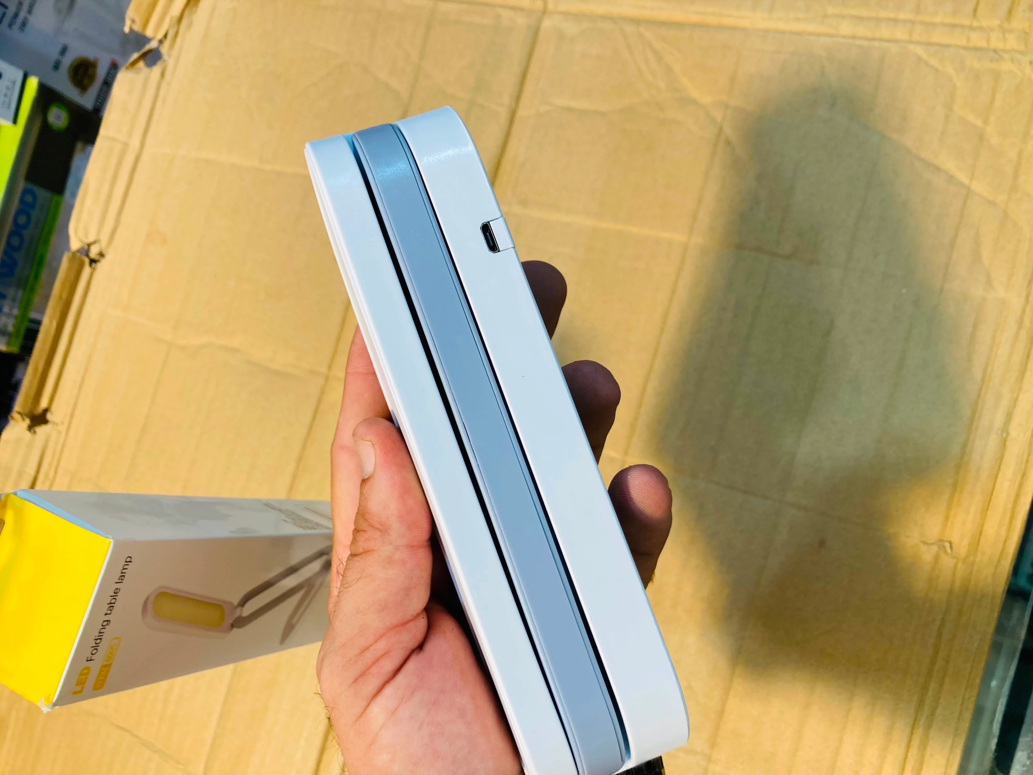 LED Folding Table Lamp – Portable 3W Rechargeable Desk Light with Dual-Arm Foldable Design, Touch Dimming, and USB Cable
