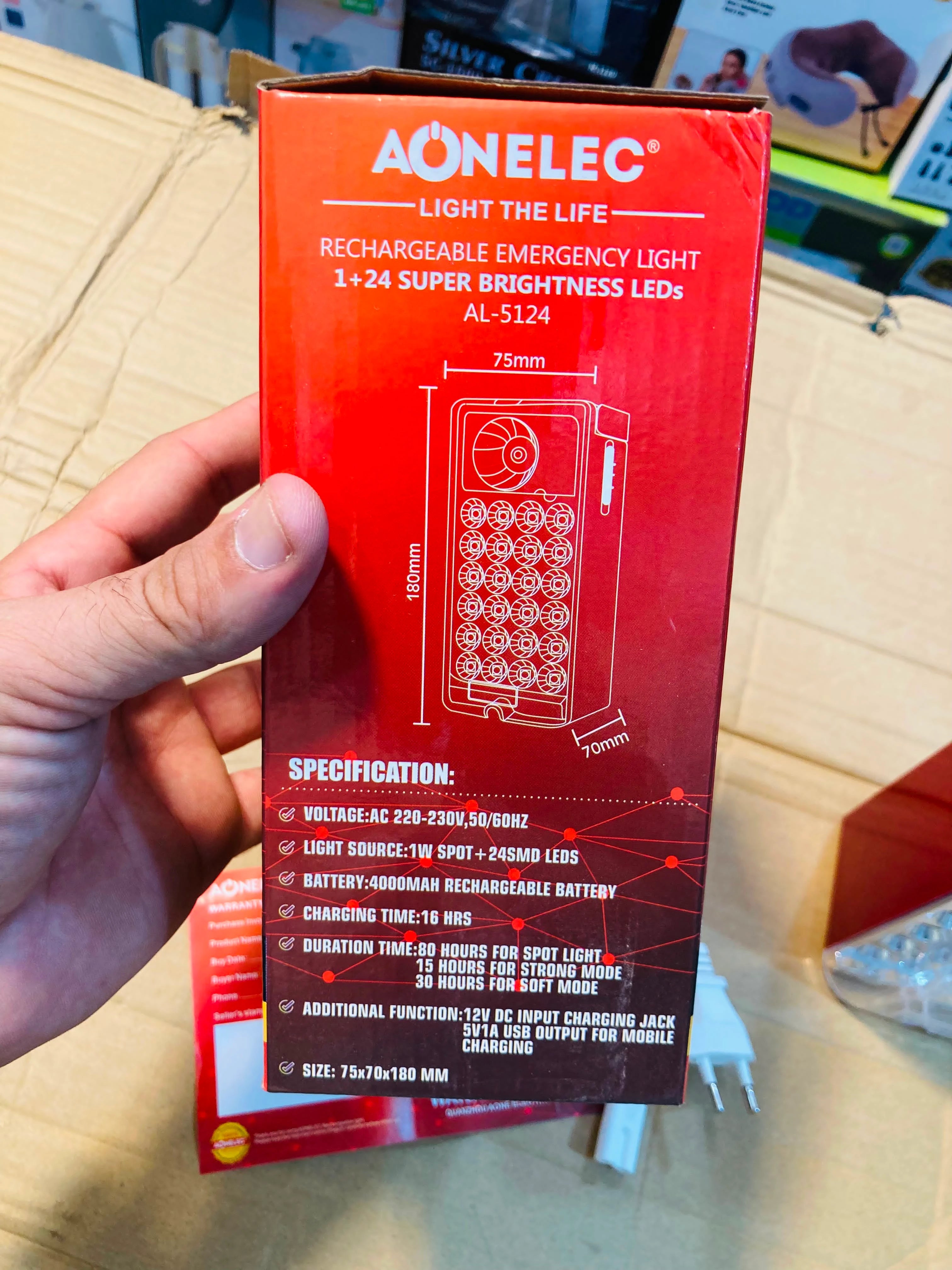 Aonelec Classic  Rechargeable Emergency Light with 1W Spotlight and 24 SMD LEDs AL-5124