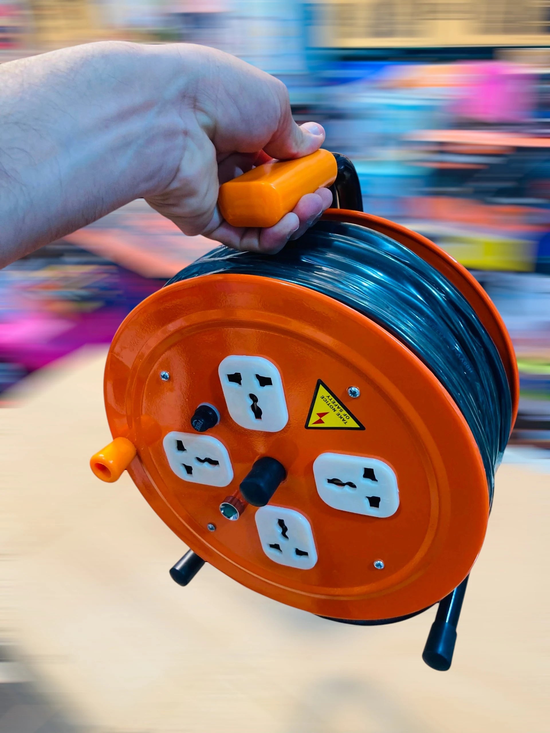 Professional Heavy-Duty Cable Reel Extension Set with 4 Universal Sockets, Circuit Breaker, and 30m Length DZL18-20