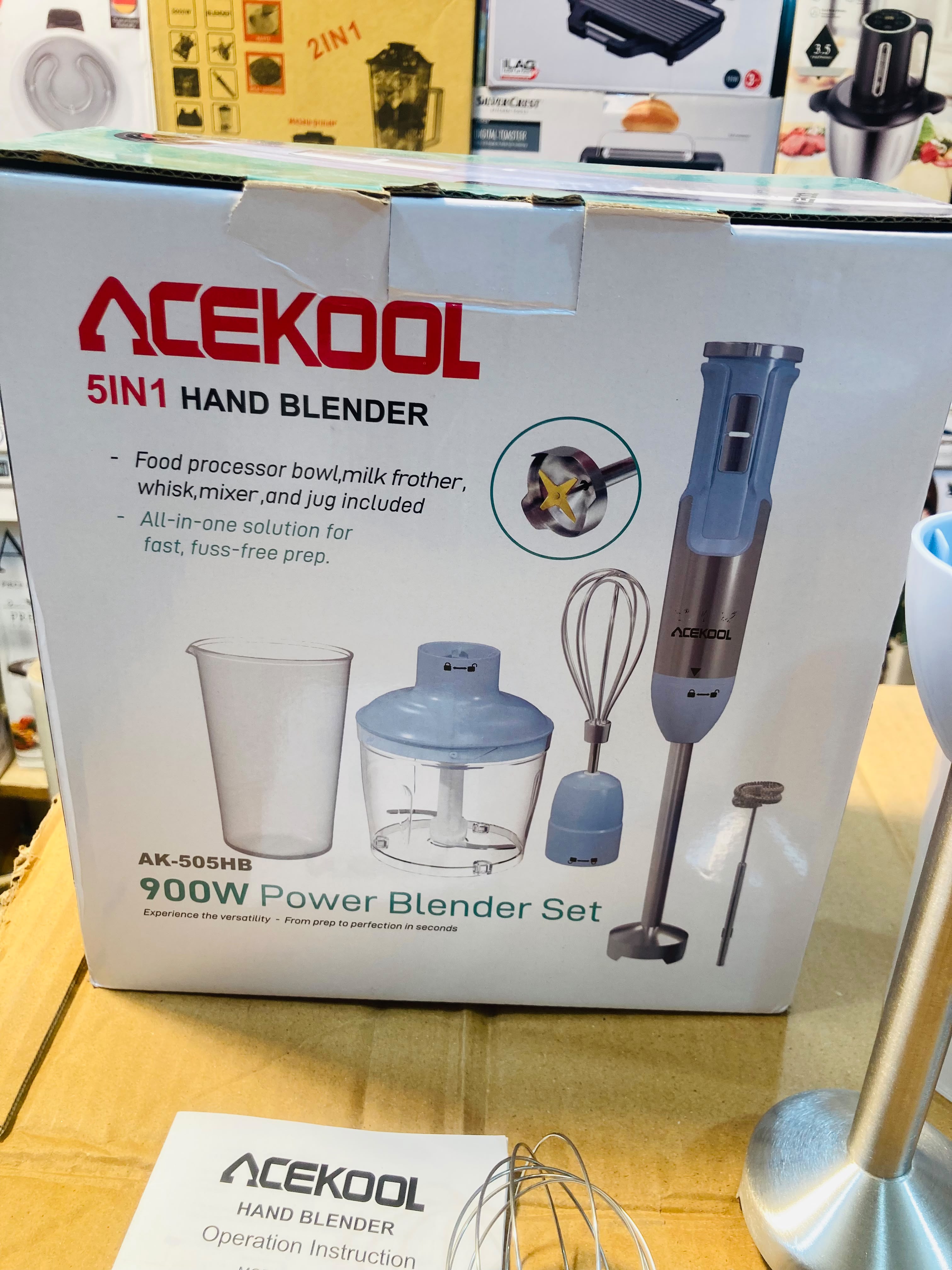 Acekool 900W 5-in-1 Hand Blender Set AK-505HB
