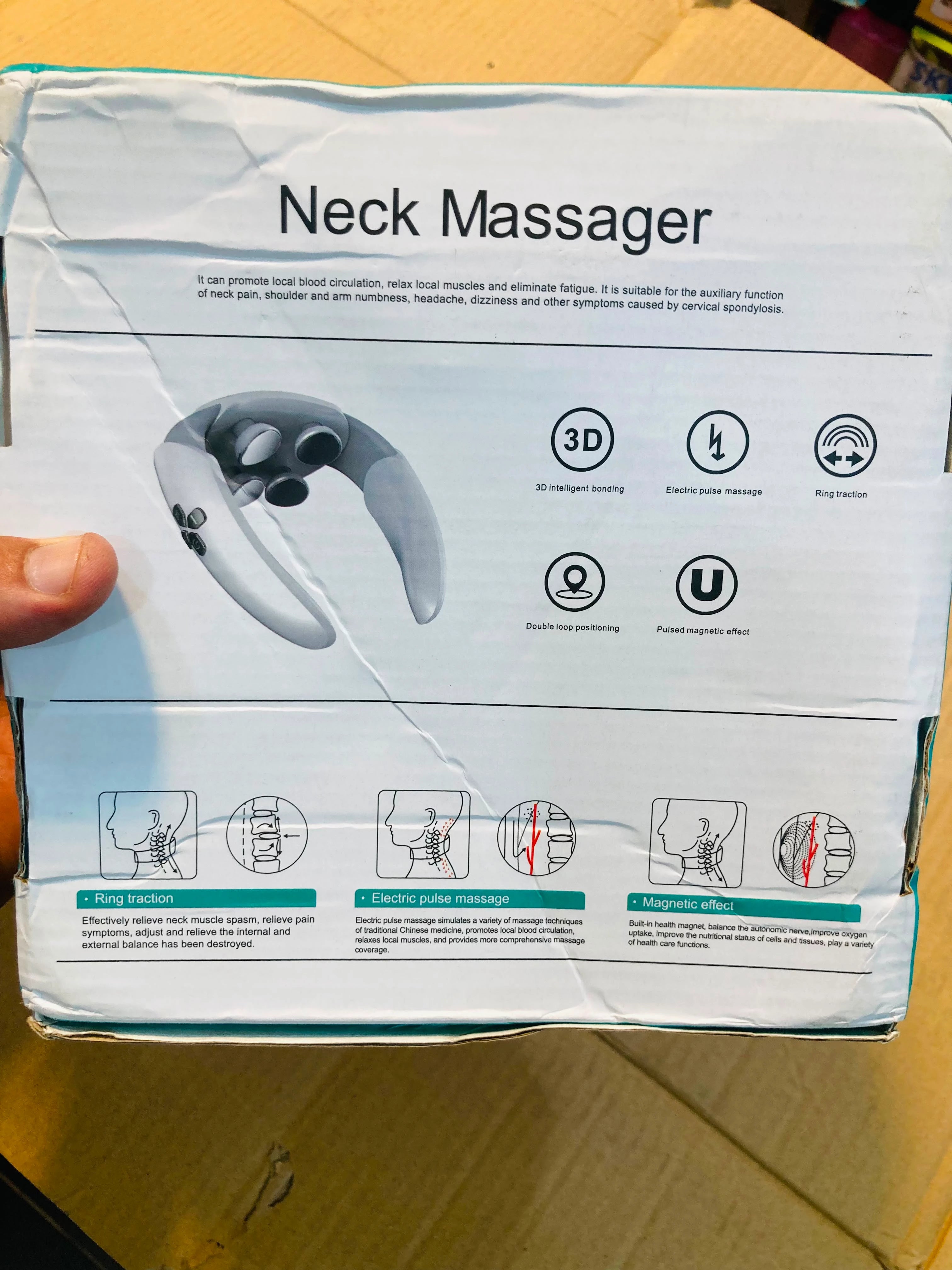 Smart Neck Massager Cordless Cervical Spine Massager with 3D Intelligent Bonding and Electric Pulse Therapy KH-960