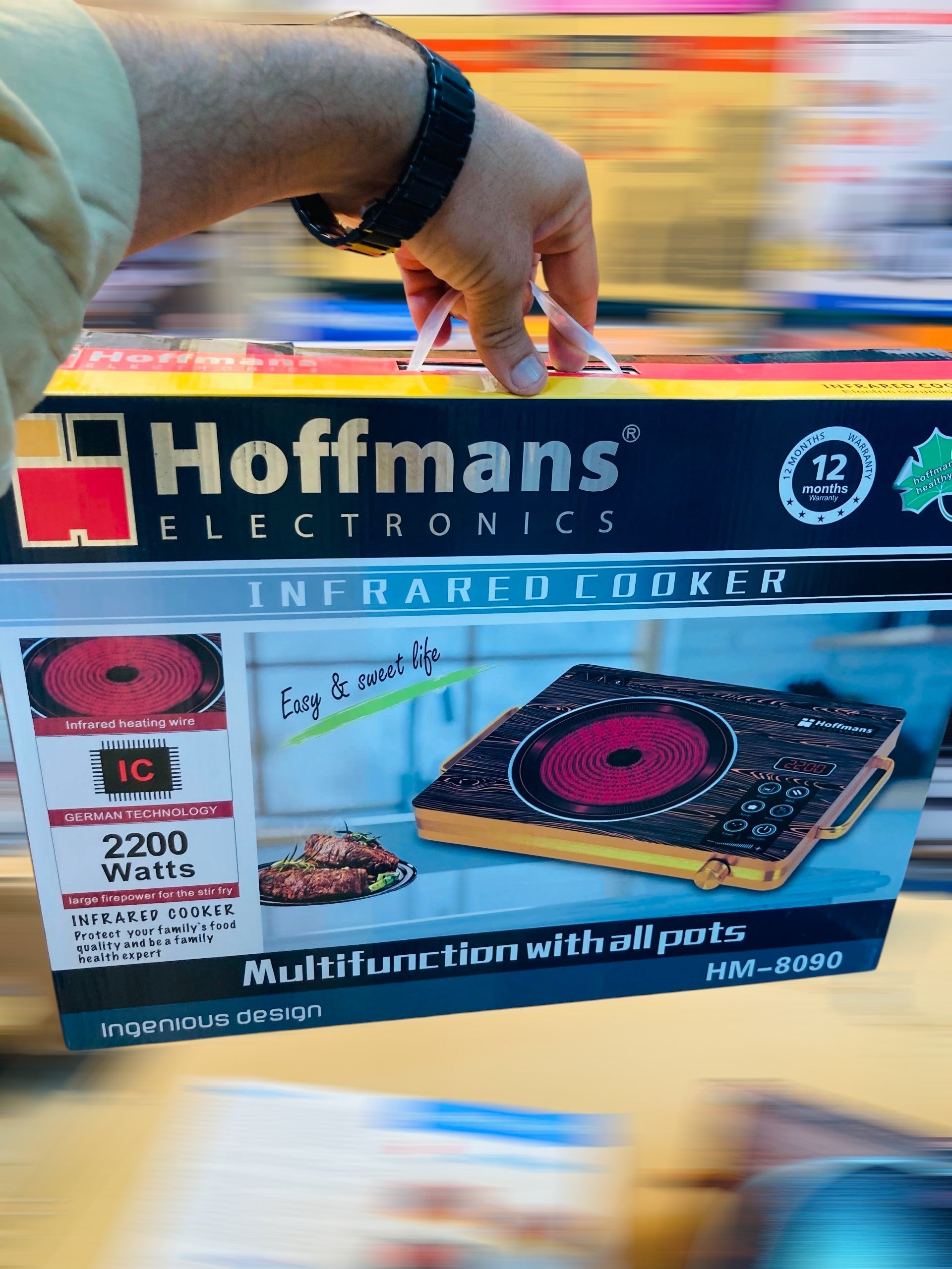 Hoffmans Electronics 2200W Multifunction Infrared Cooker – Electric Countertop Single Burner Cooktop HM-8090