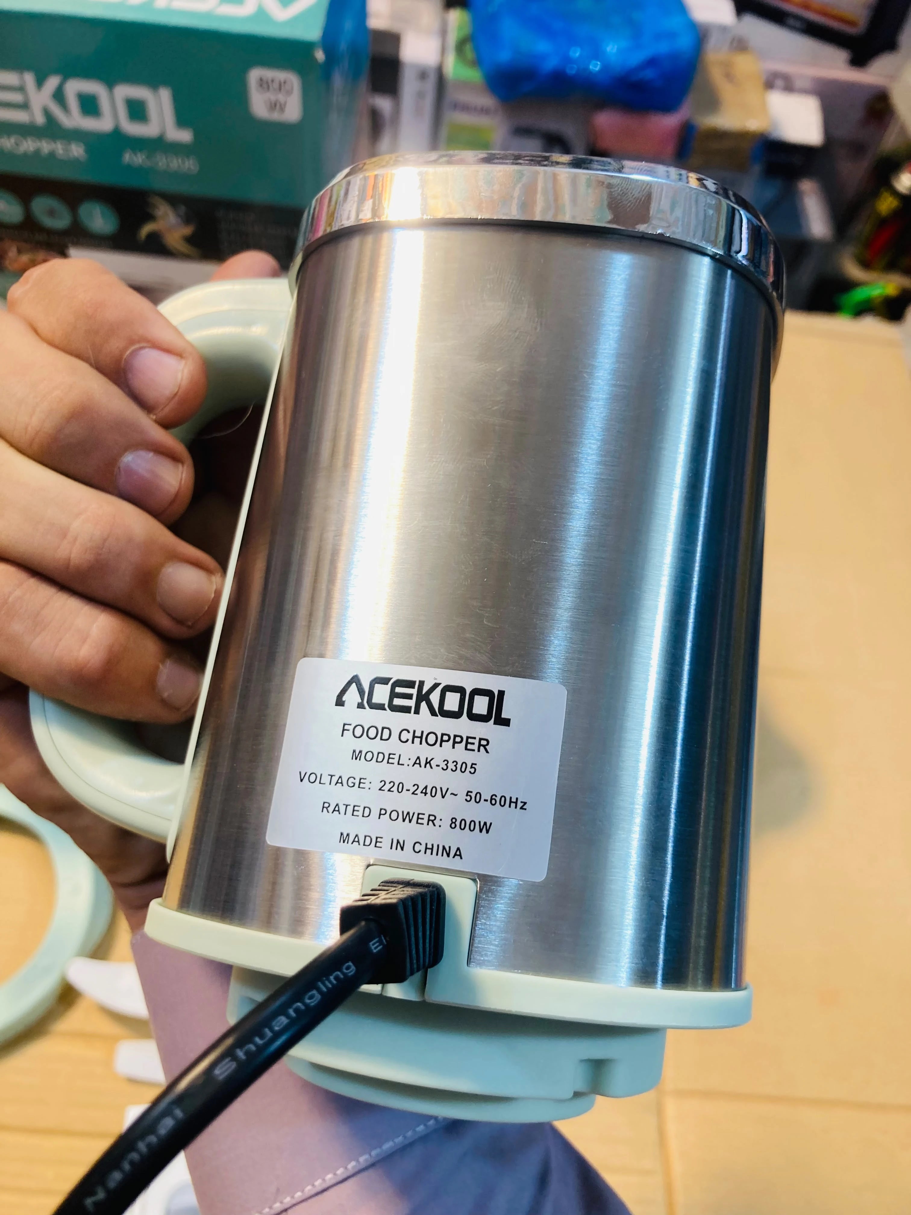 ACEKOOL 800W Electric Food Chopper 3L  5-in-1 Stainless Steel Grinder, Food Processor with 6-Blade System AK-3305