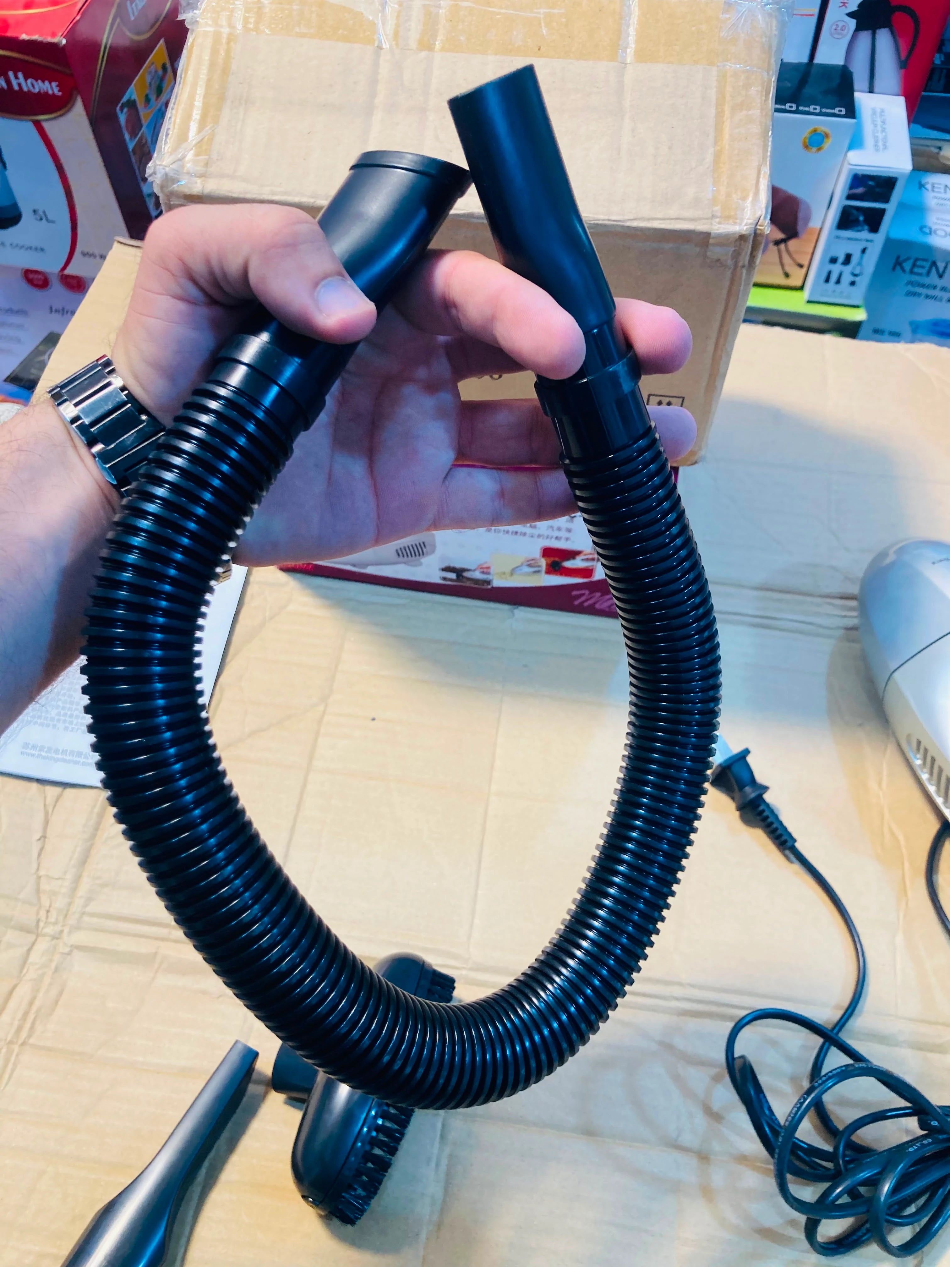 King'n Queen Mini Handheld Vacuum Cleaner with Flexible Hose and Multi-Surface Attachments DV-1388