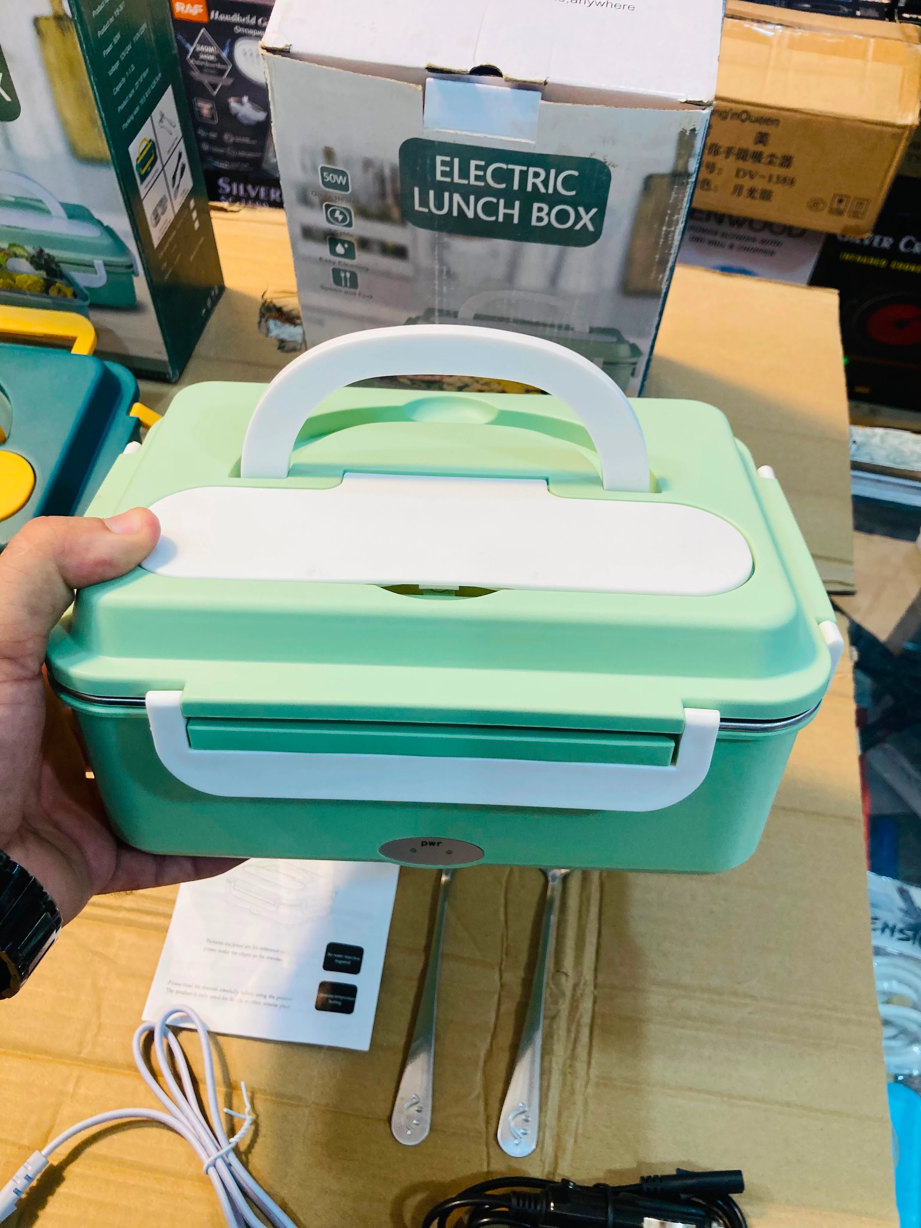 Portable Electric Lunch Box 50W Food Warmer Heater with Fork and Spoon
