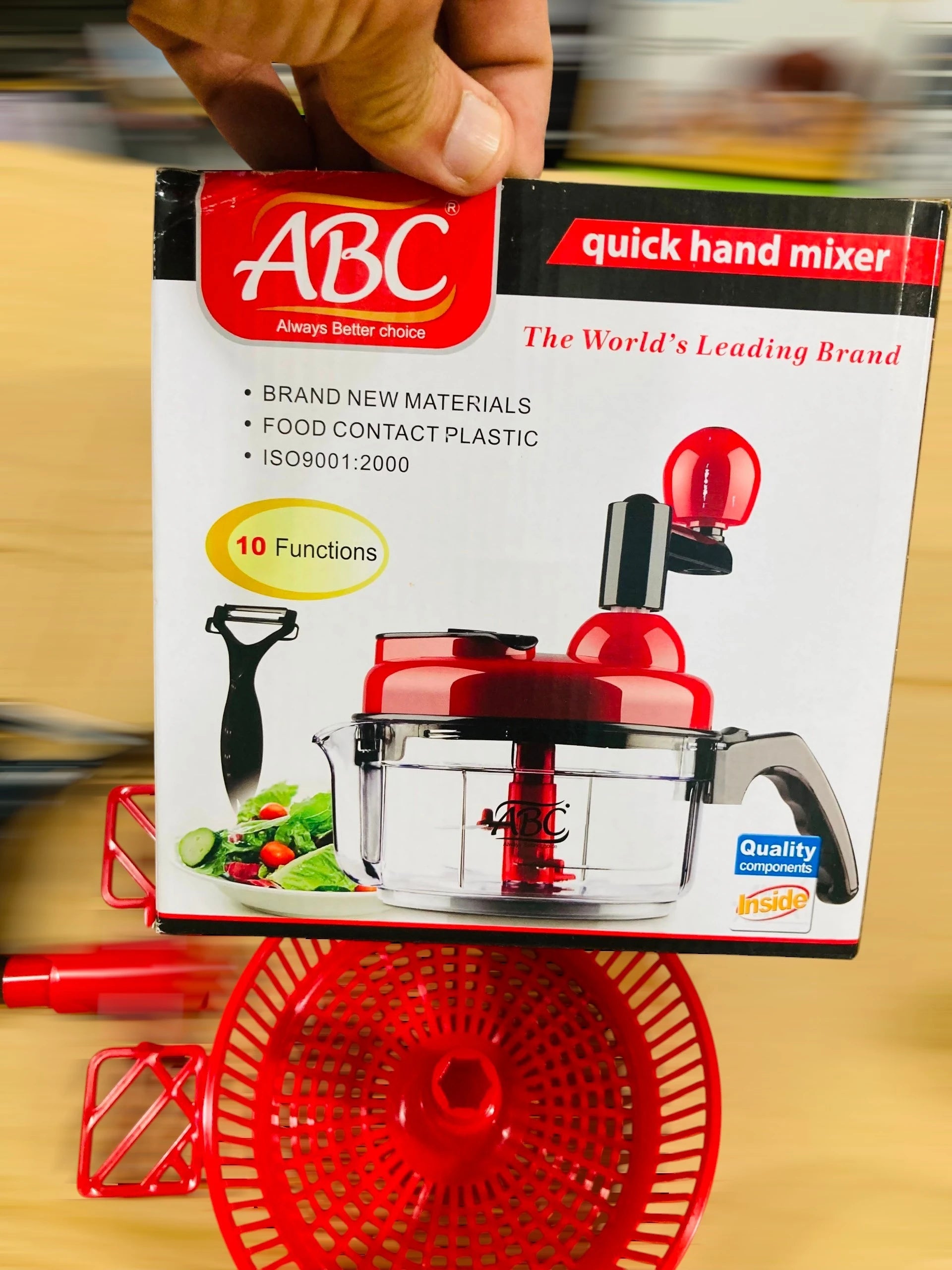 ABC Quick Hand Mixer and Multi-Function Food Processor – 10-in-1 Manual Handheld Chopper, Slicer, Salad Spinner, and Whisk