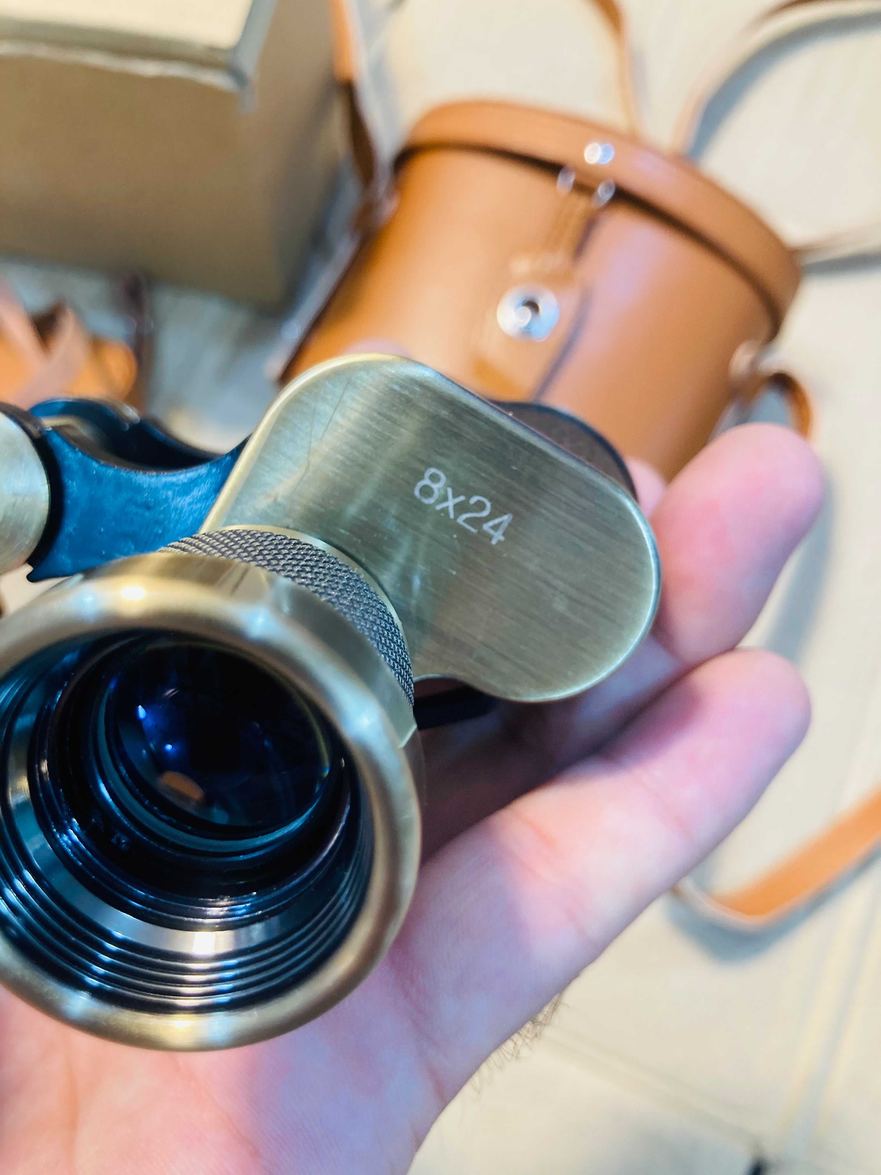 Mauser Vintage Style 8x24 Binoculars with Leather Carrying Case and Strap