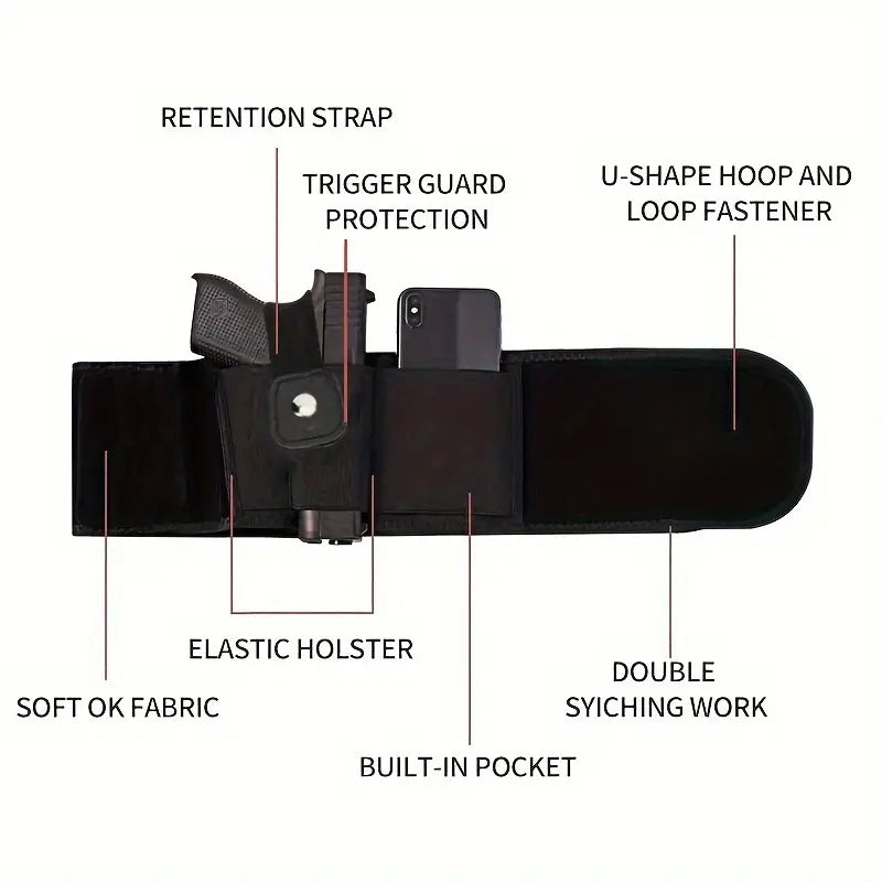 Universal Belly Band Holster Concealed Carry Gun Tactical Elastic Pistol Holster