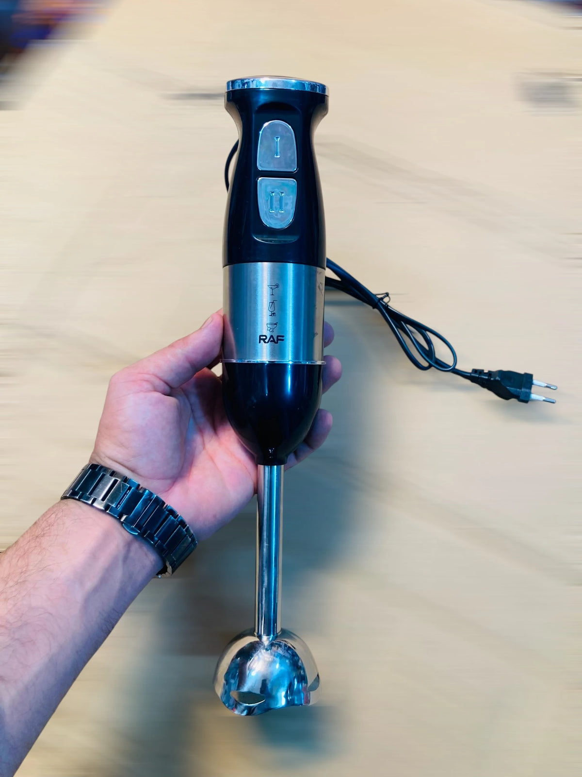 RAF Hand Blender 300W with 2 Speed Settings and Stainless Steel Shaft R.319