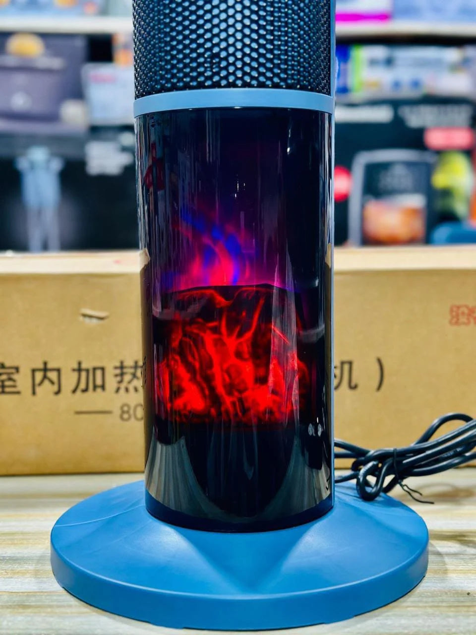 YANGZI 2000W Electric Ceramic Tower Heater with Realistic 3D Flame Effect, Remote Control, Oscillation & Negative Ion Function