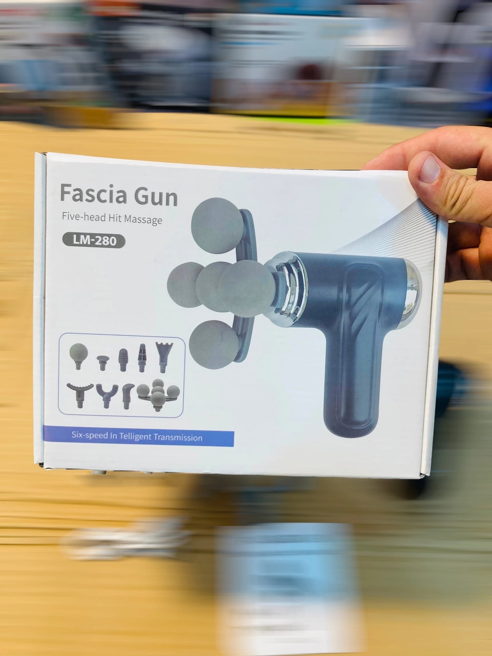 Handheld Deep Tissue Fascia Gun – 6-in-1 Multi-Head Muscle Massager with Six-Speed Intelligent Transmission LM-280