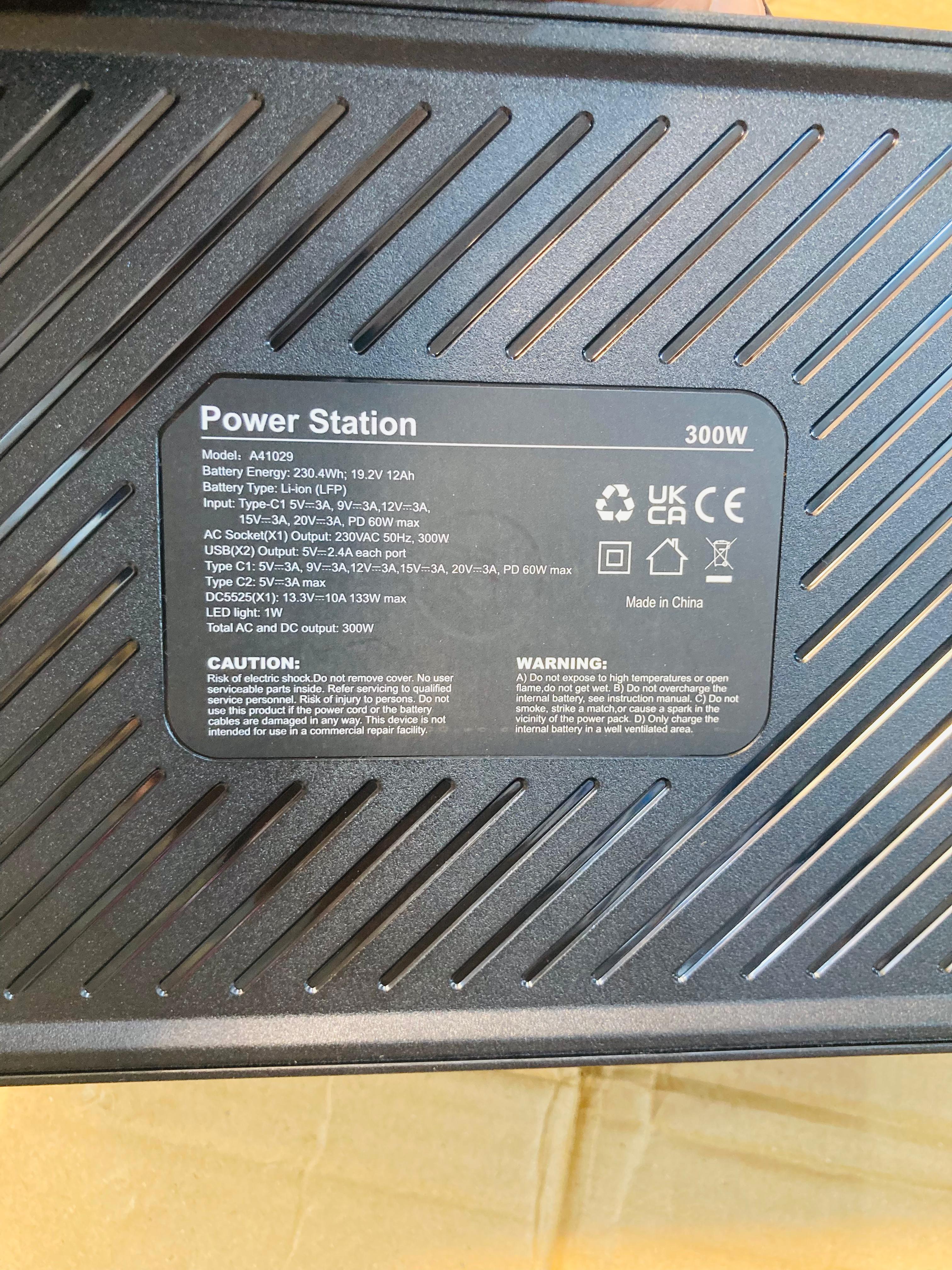 Portable 300 Watt AC/DC Power Station with Digital Display and Integrated Handle A41029