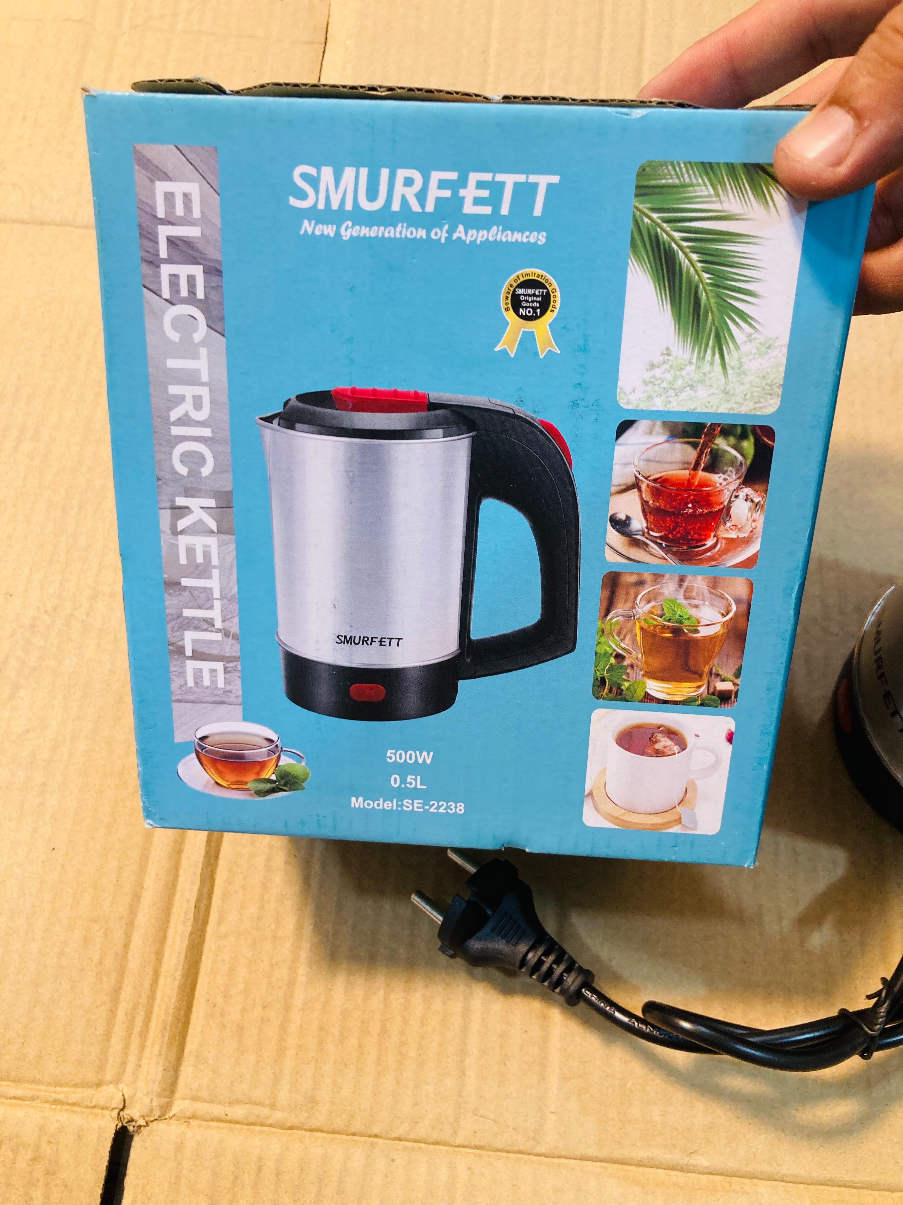 SMURFETT 0.5L 500W Electric Kettle, Stainless Steel Portable Travel Kettle SE-2238