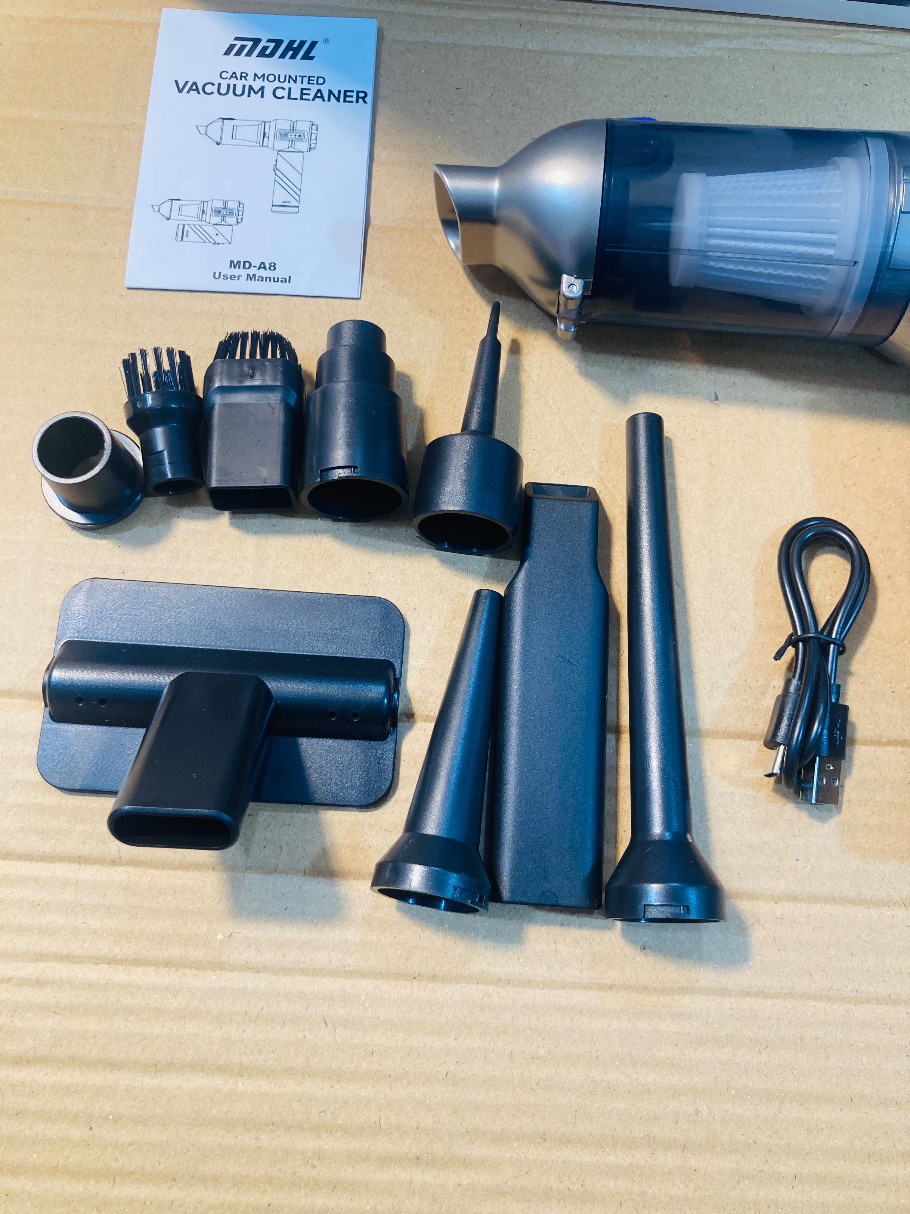 MDHL Handheld Car Mounted Vacuum Cleaner & Air Blower 3 Speed Suction, 17000Pa Max Power, Rechargeable Cordless Hand Vacuum MD-A8