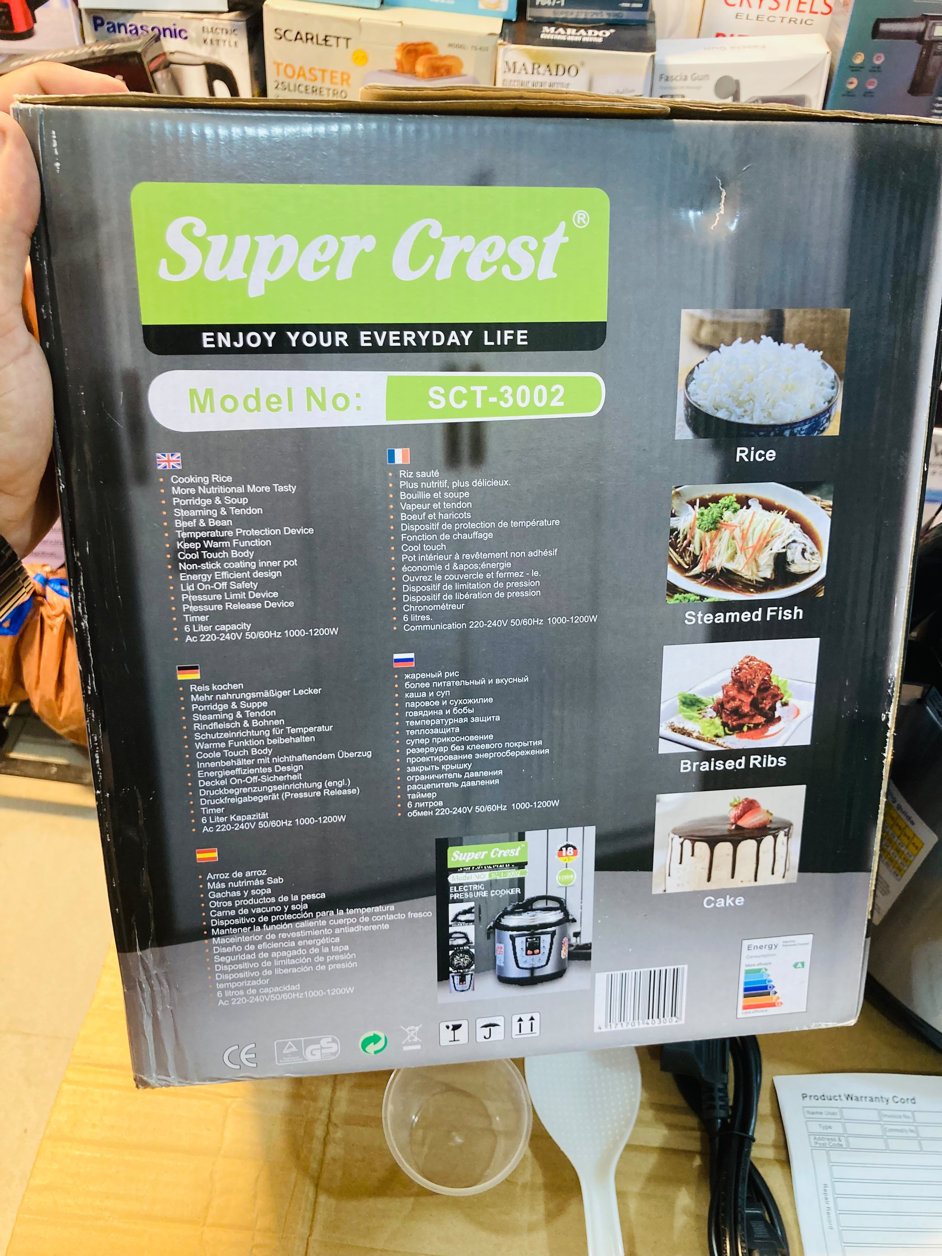 Super Crest 10-in-1 1000W Electric Pressure Cooker 6L,  SCT-3002