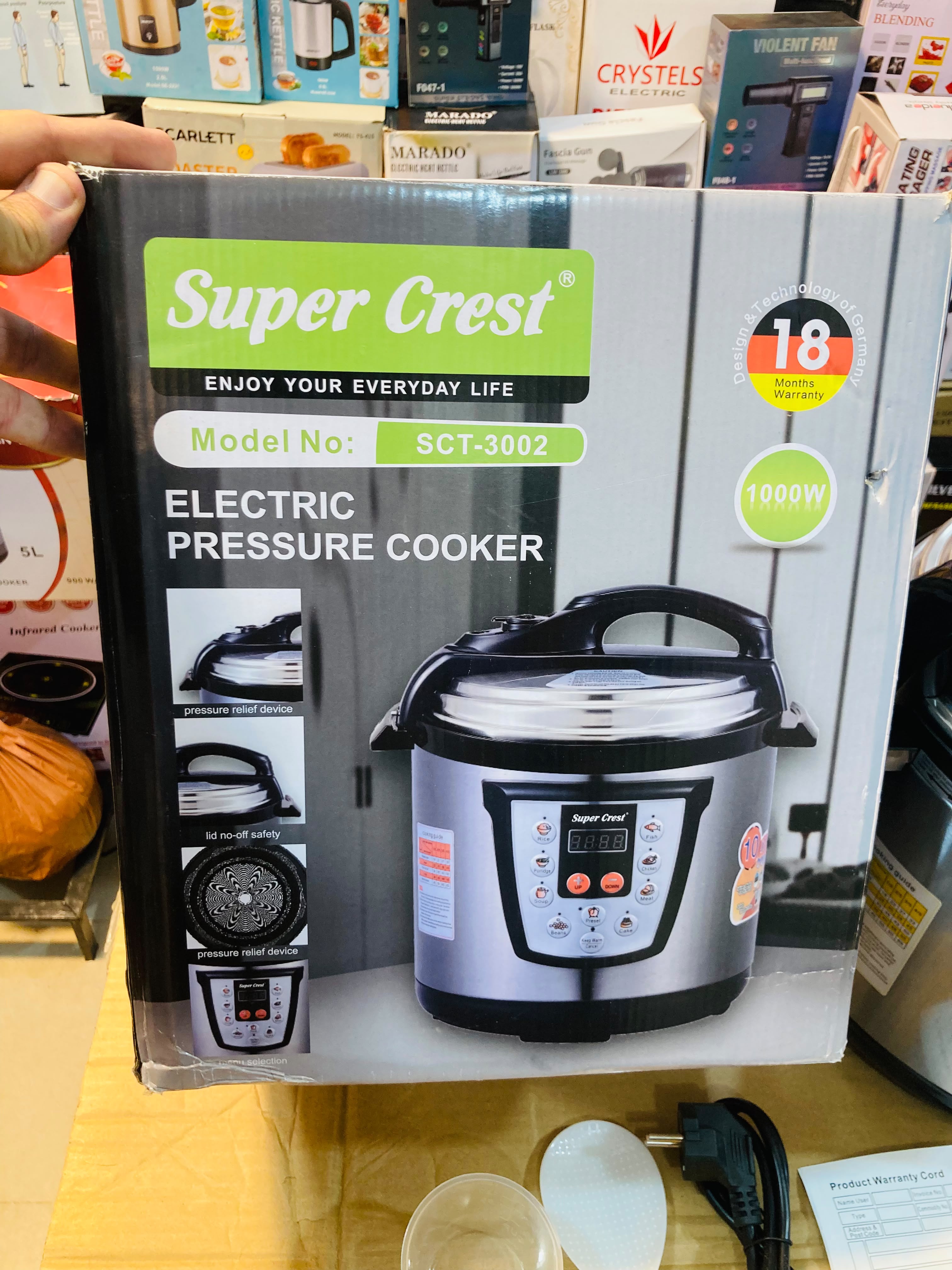 Super Crest 10-in-1 1000W Electric Pressure Cooker 6L,  SCT-3002
