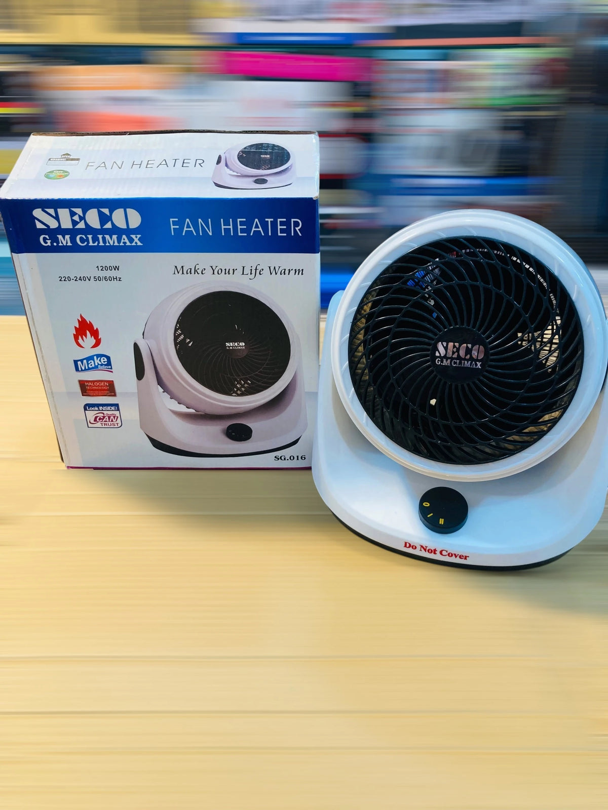 Seco G.M Climax Electric Fan Heater 1200W Portable Space Heater with Halogen Technology, Adjustable Thermostat & 2 Heat Settings SG.016