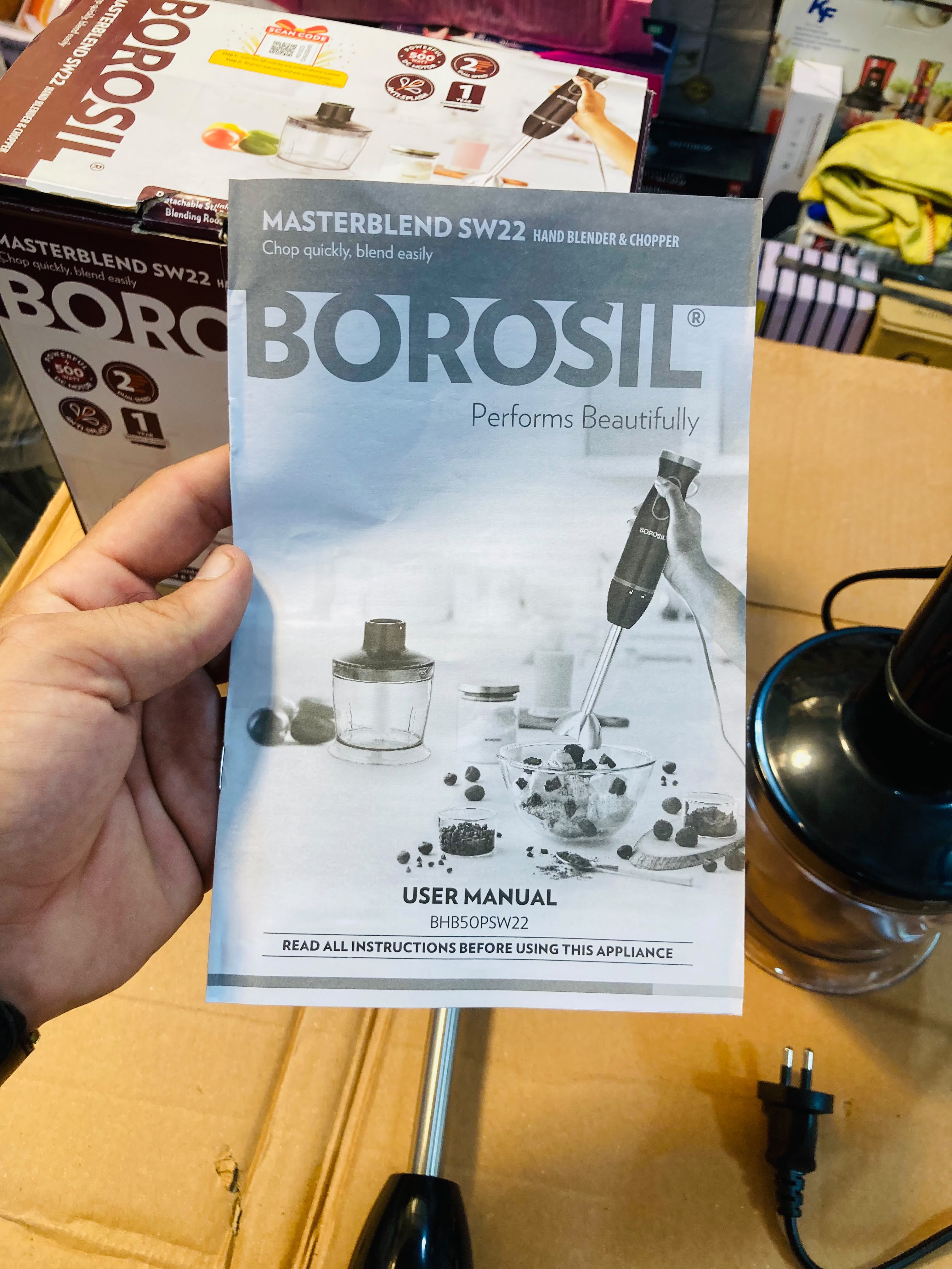 Borosil Masterblend 500W Hand Blender & Chopper Set SW22