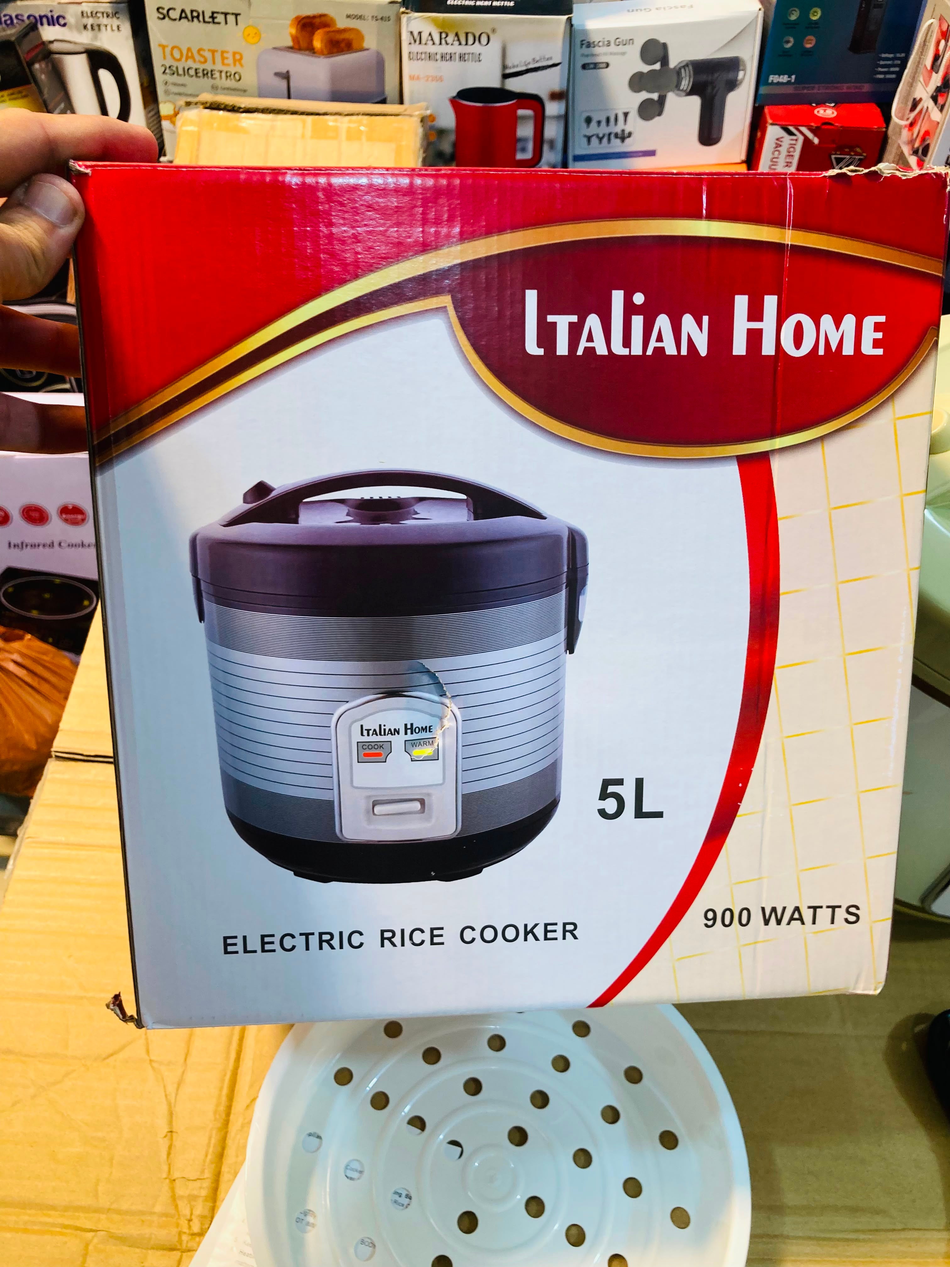 Italian Home 900W Electric Rice Cooker – 5L Large Capacity Automatic Cook & Warm Rice Cooker with Steaming Tray CFXB50-B